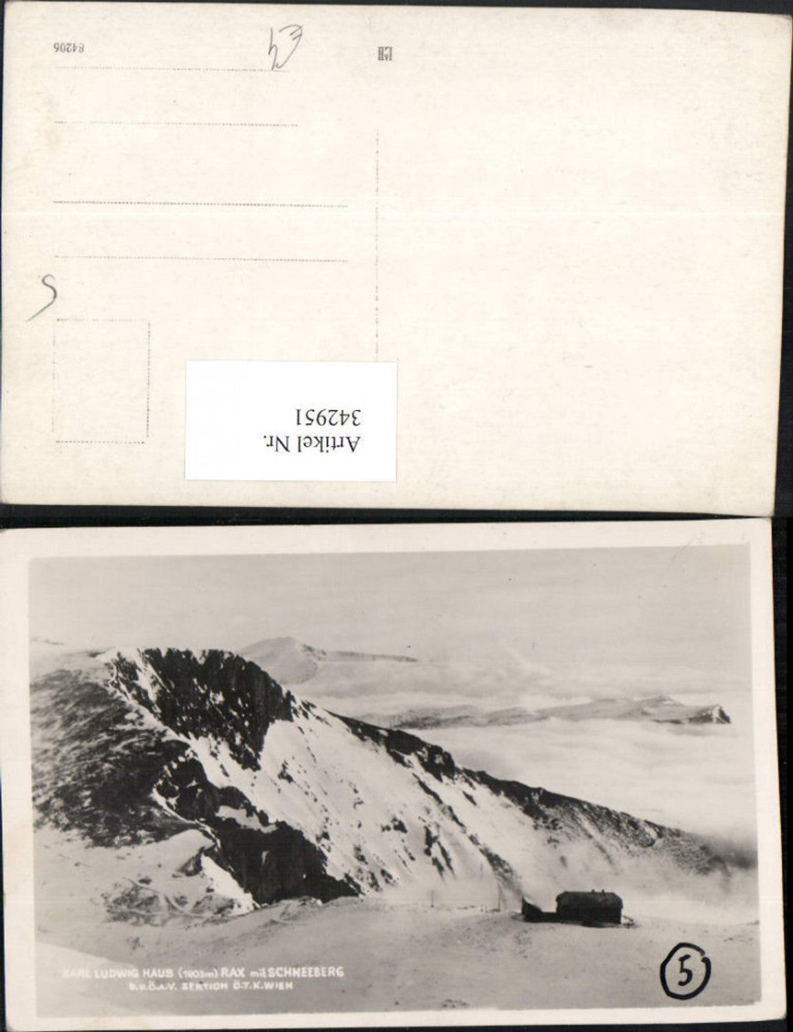 342951,Rax Karl Ludwig-Haus Berghütte b. Prein m. Schneeberg Bergkulisse Winterbild