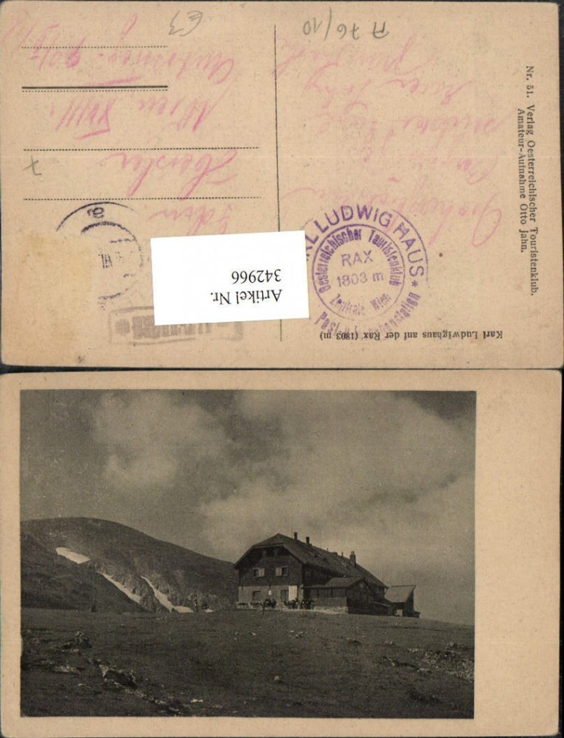 342966,Karl Ludwig-Haus Berghütte auf d. Rax b. Prein Reichenau Bergkulisse
