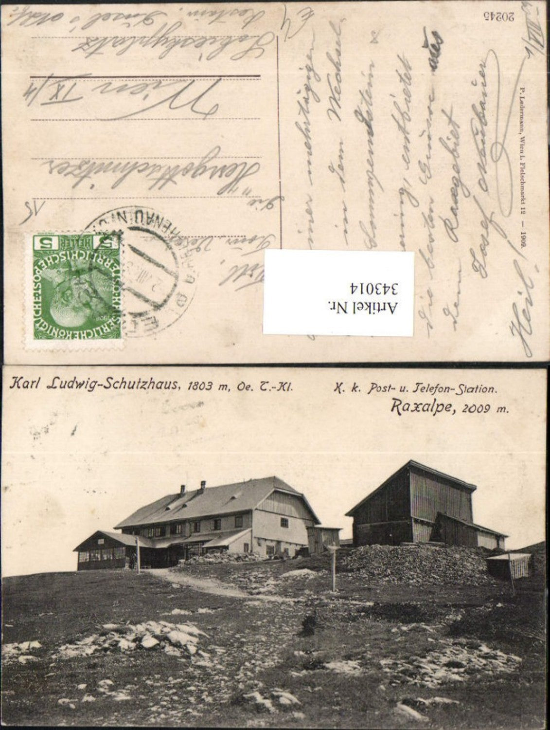 343014,Raxalpe Karl Ludwig-Schutzhaus Berghütte b. Prein Reichenau