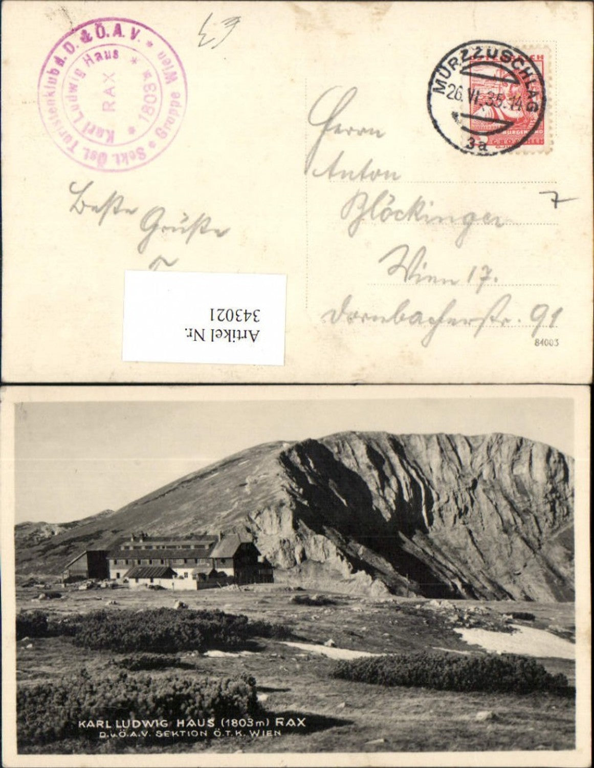 343021,Rax Karl Ludwig-Haus Berghütte b. Prein Reichenau Bergkulisse