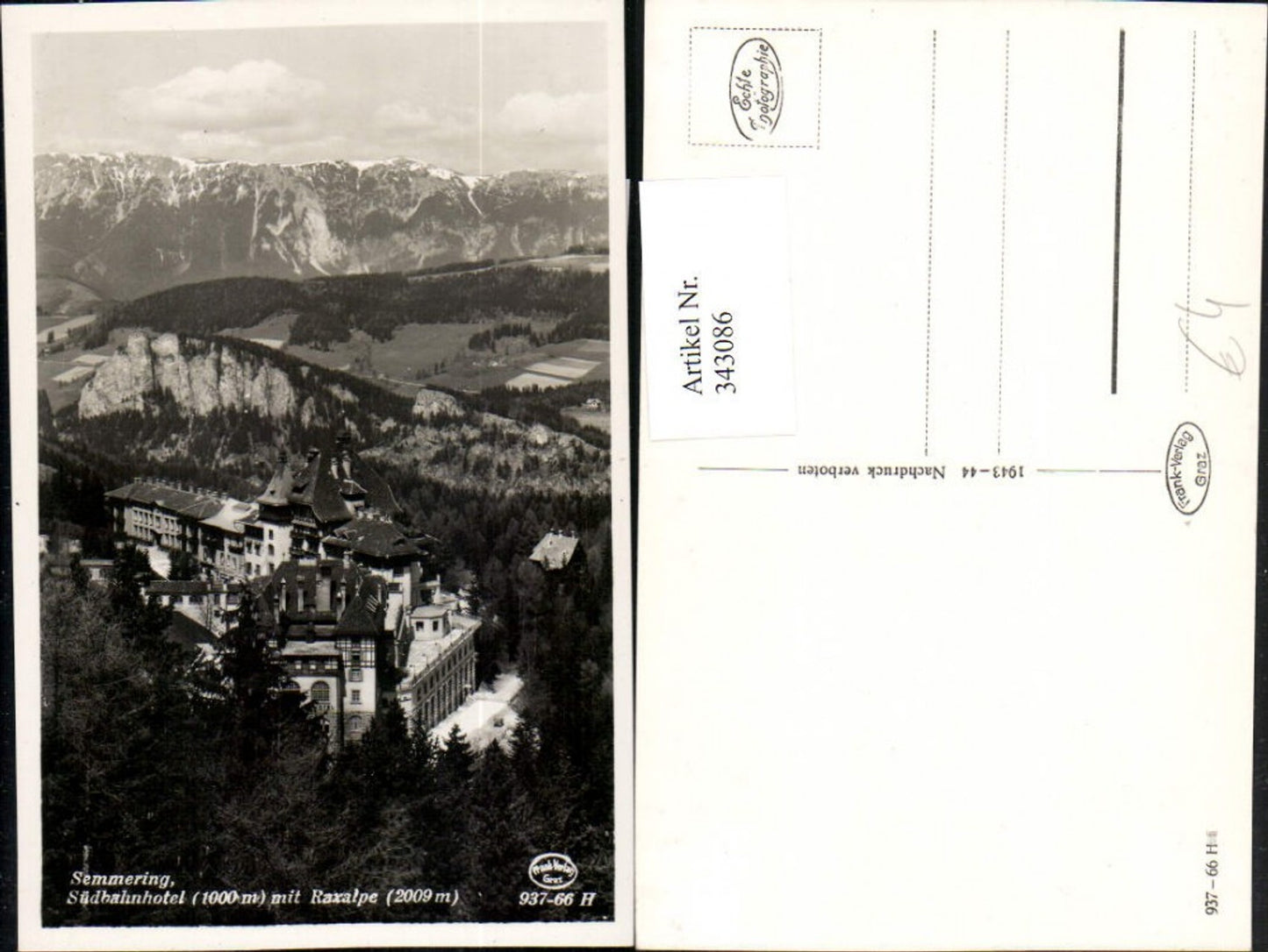 343086,Semmering Südbahnhotel m. Raxalpe Bergkulisse