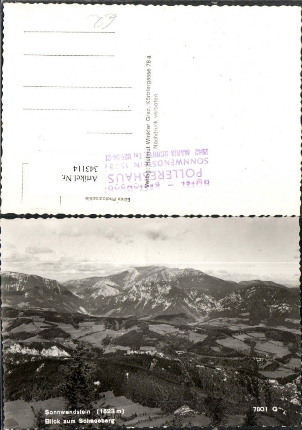 343114,Sonnwendstein b. Semmering Blick zum Schneeberg Bergkulisse