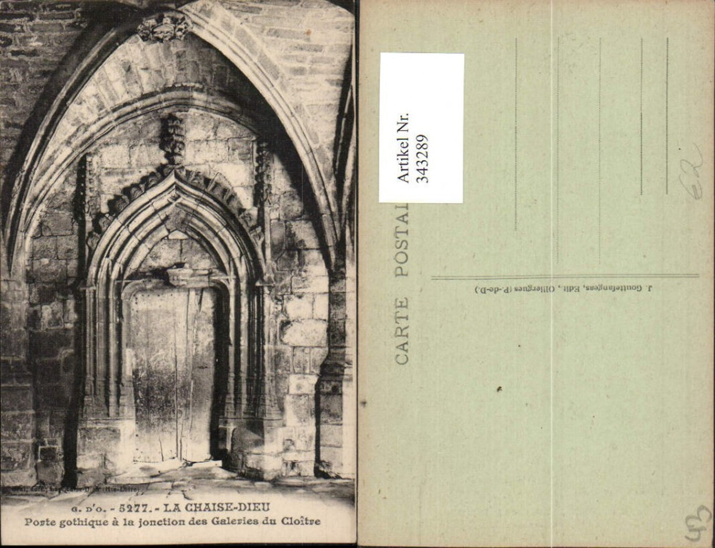 343289,Auvergne Haute-Loire La Chaise-Dieu Porte gothique a la joint des Galeries du Cloitre Portal