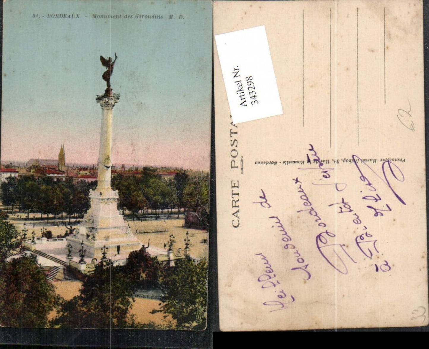343298,Aquitanien Gironde Bordeaux Monument des Girondins Säule