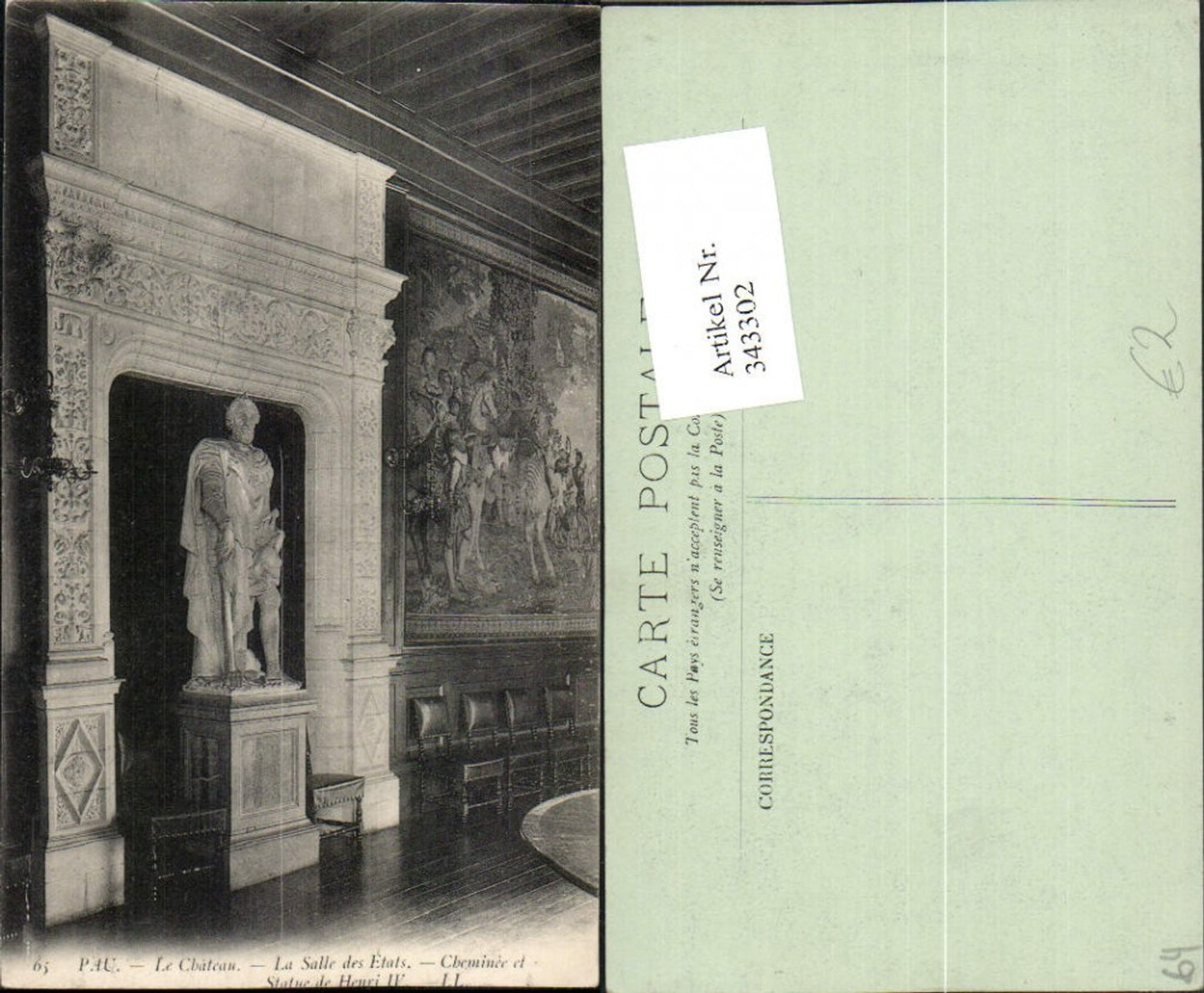 343302,Aquitanien Pyrenees-Atlantiques Pau Le Chateau Schloss La Salle des Etats Statue de Henri IV