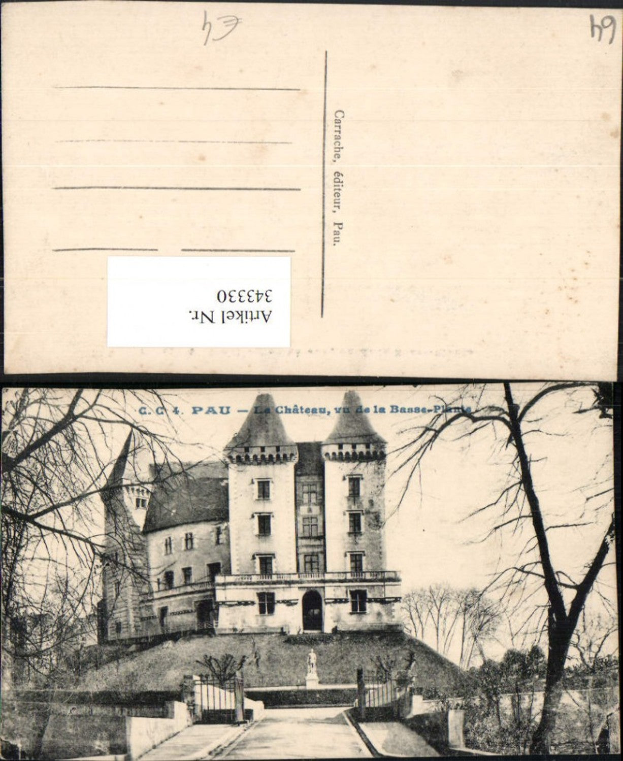 343330,Aquitanien Pyrenees-Atlantiques Pau La Chateau vu de la Basse-Plante Schloss