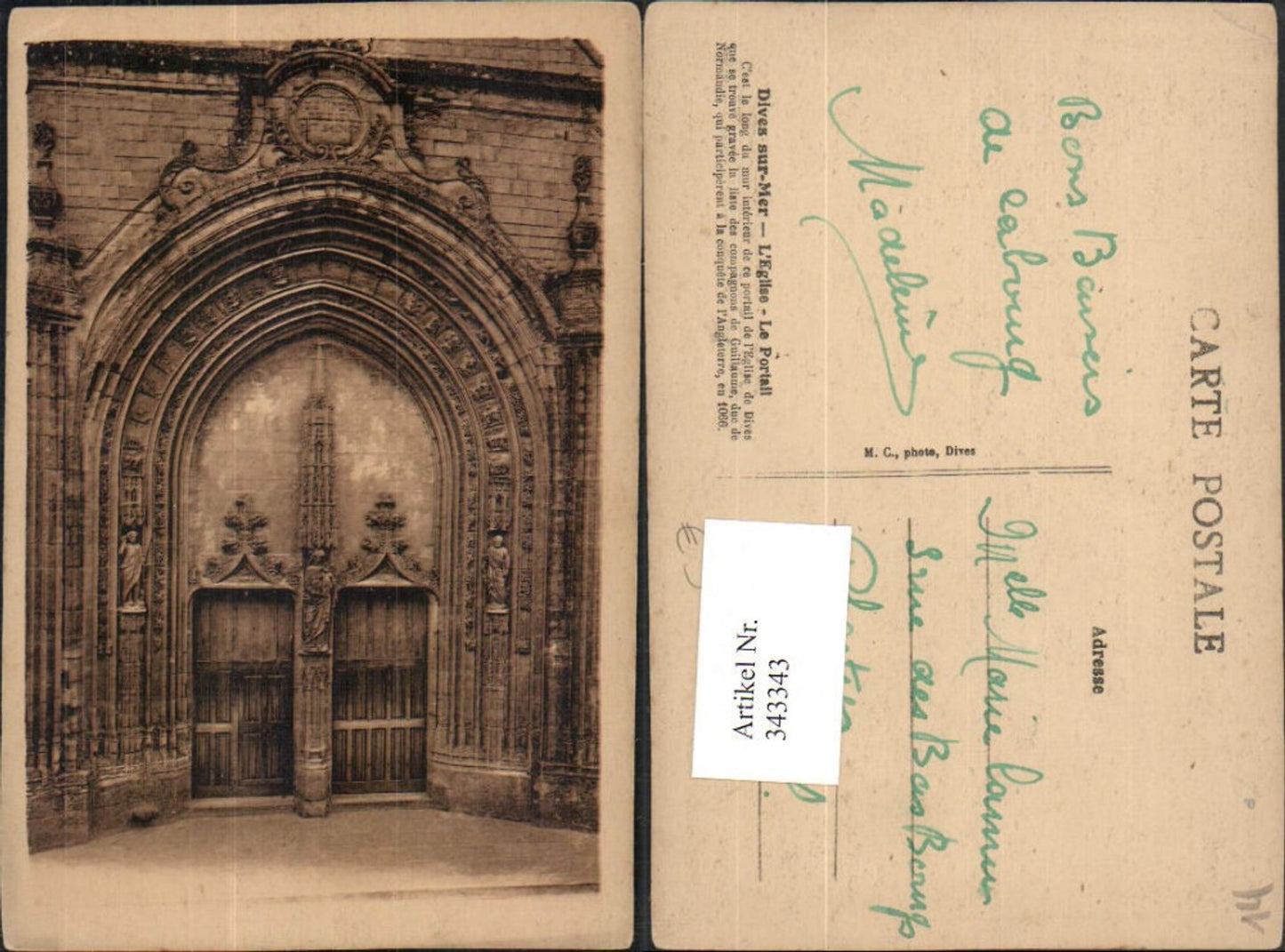 343343,Basse-Normandie Calvados Dives-sur-Mer L'Eglise Le Portail Kirchenportal