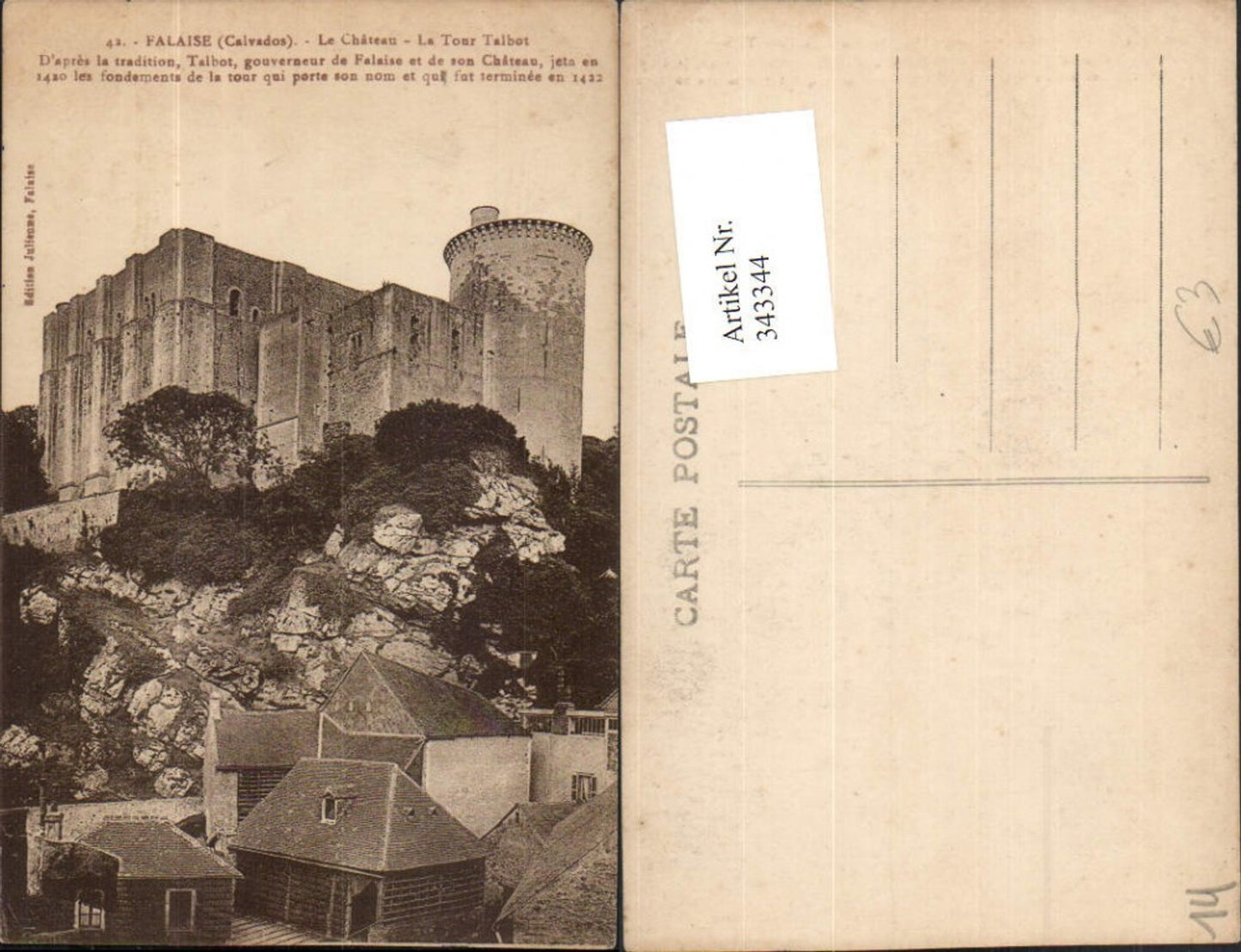 343344,Basse-Normandie Calvados Falaise Le Chateau La Tour Talbot Schloss Turm