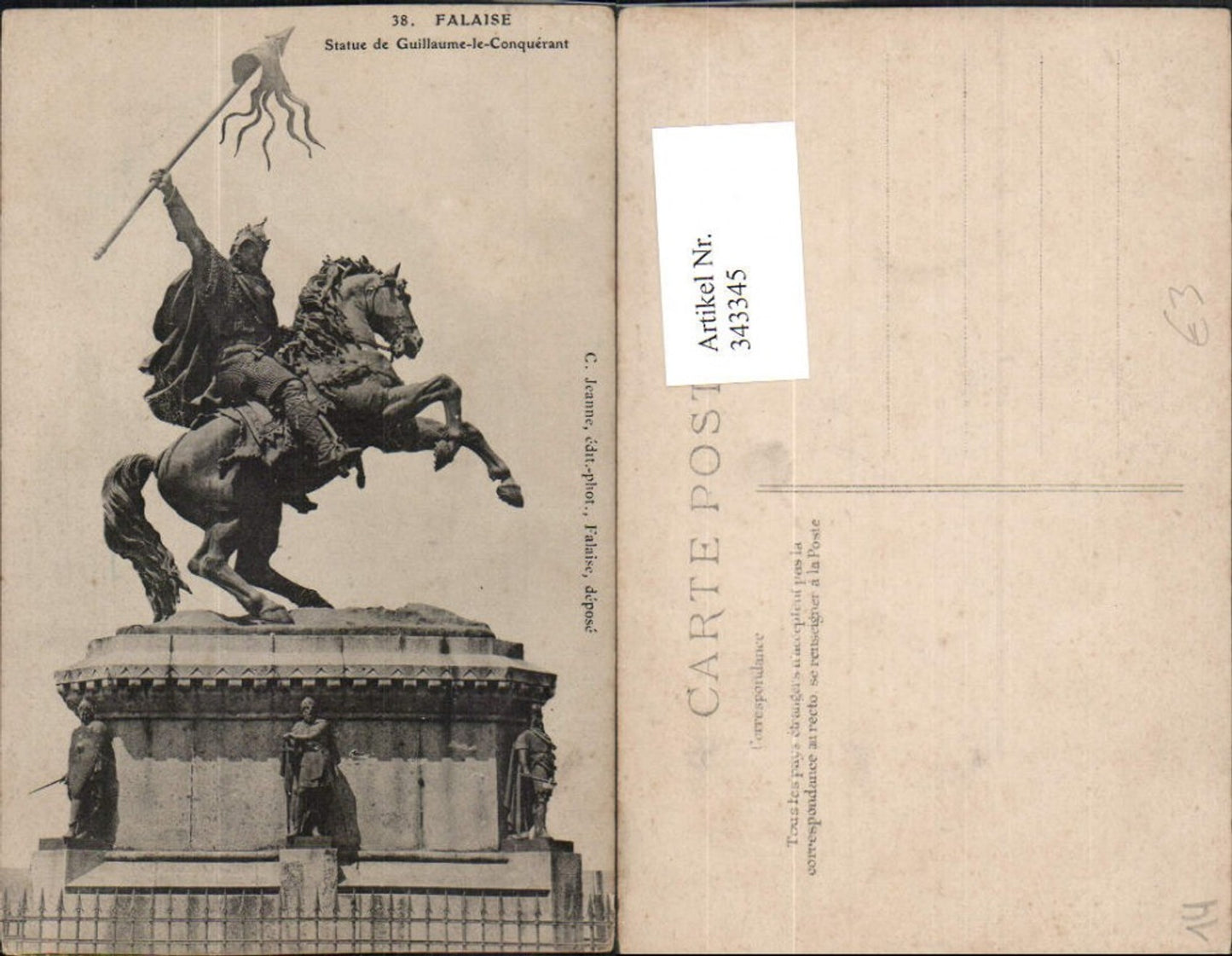 343345,Basse-Normandie Calvados Falaise Statue de Guillaume-le-conquerant Denkmal