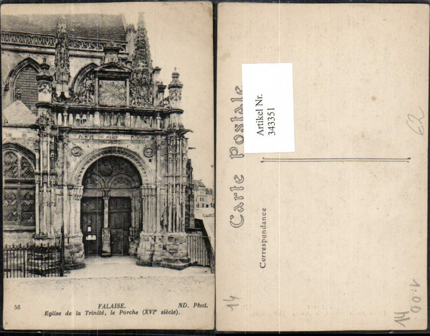 343351,Basse-Normandie Calvados Falaise Eglise de la Trinite le Porche Kirchenportal