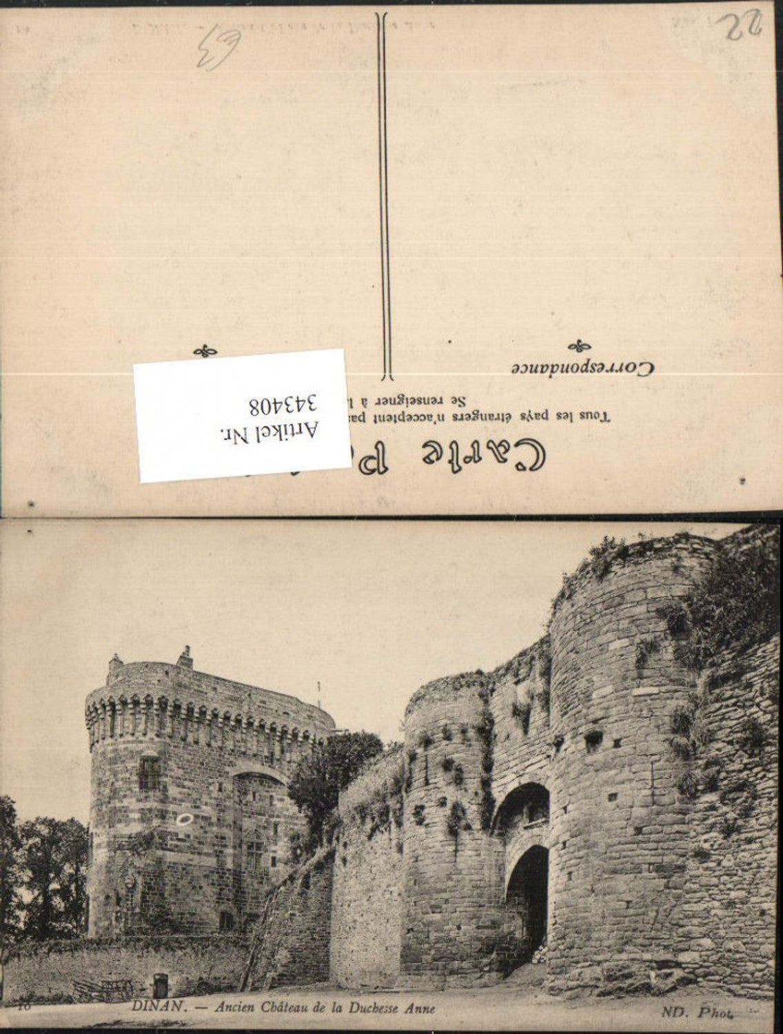 343408,Bretagne Cote-Amor Dinan Ancien Chateau de la Duchesse Anne Schloss