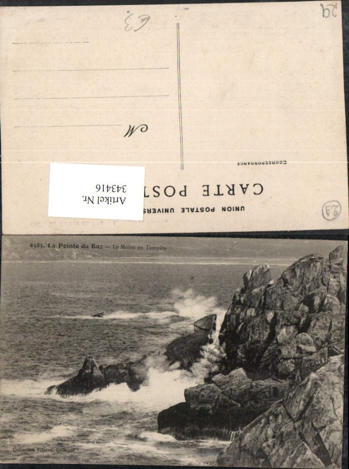 343416,Bretagne Finistere La Pointe du Raz Le Moine en Tempete Küste Brandung