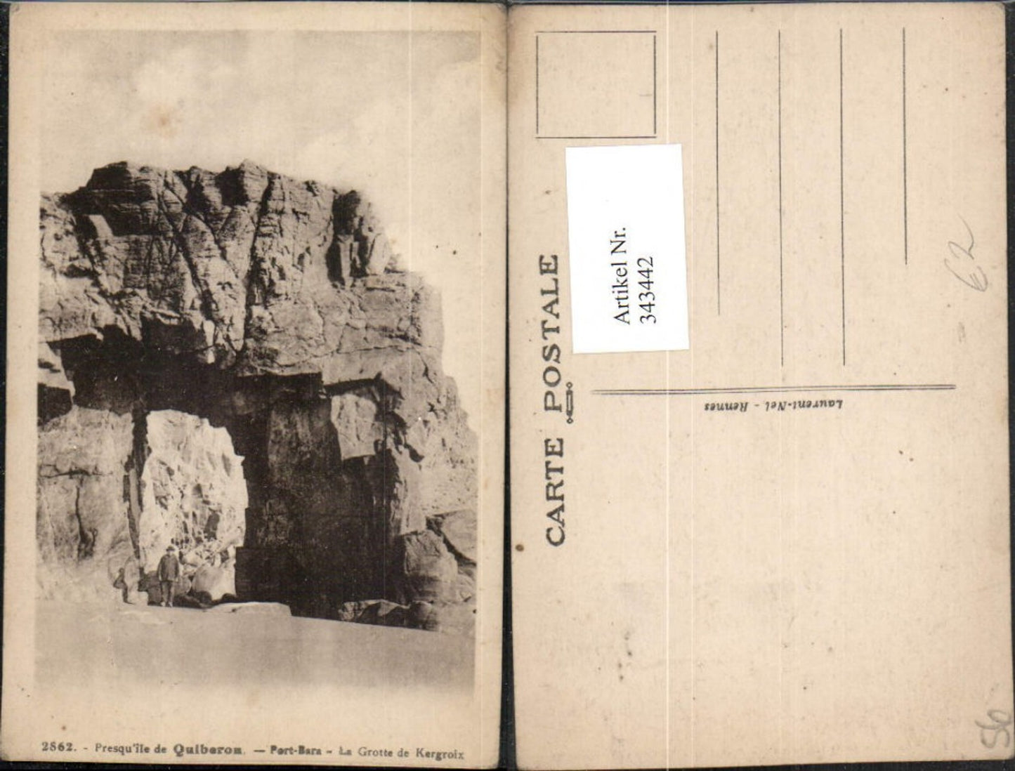 343442,Bretagne Morbihan Quiberon Port-Bara La Grotte de Kergroix Felsenbogen