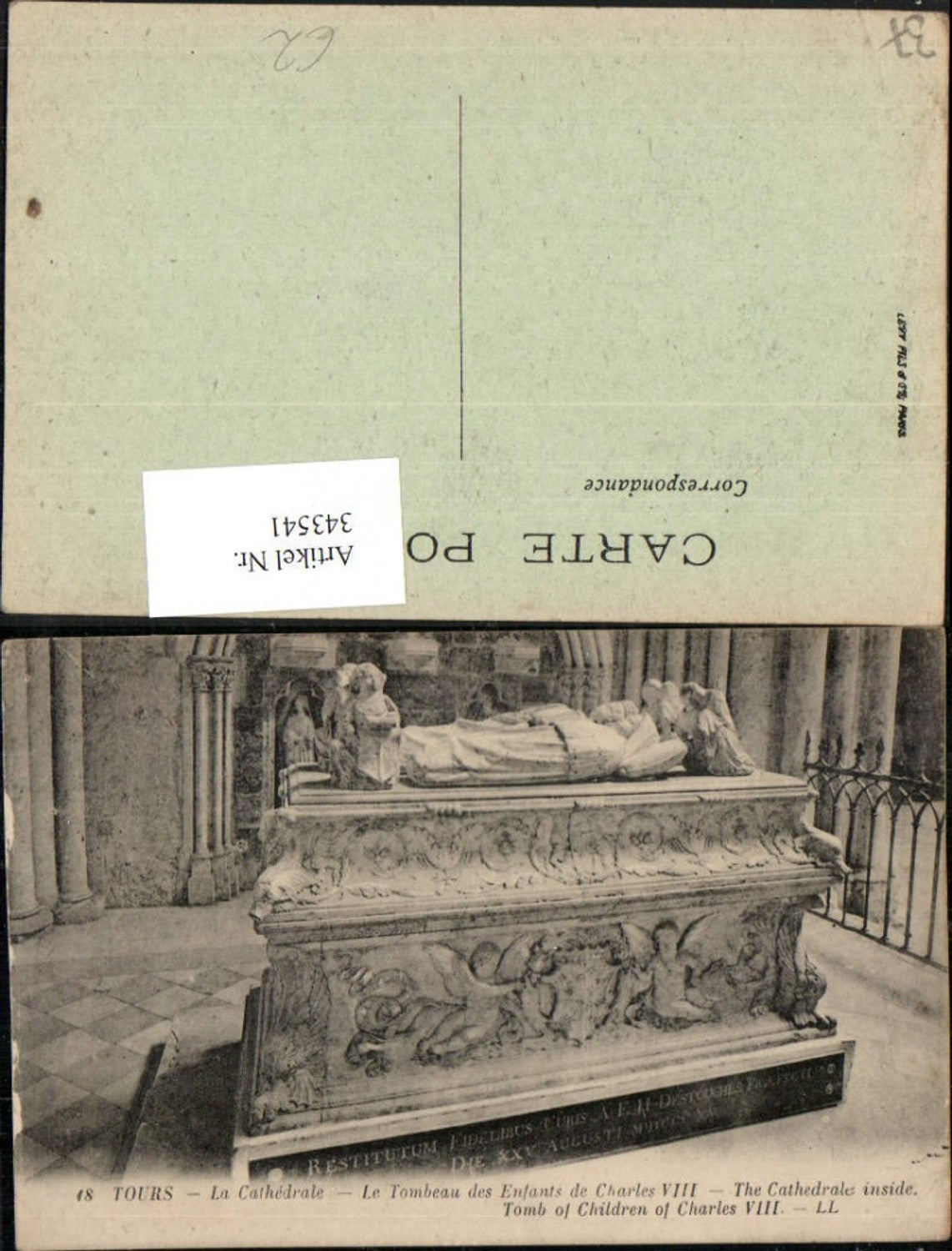 343541,Centre Indre-et-Loire Tours La Cathedrale Tombeau des Enfants de Charles VIII Grabmal