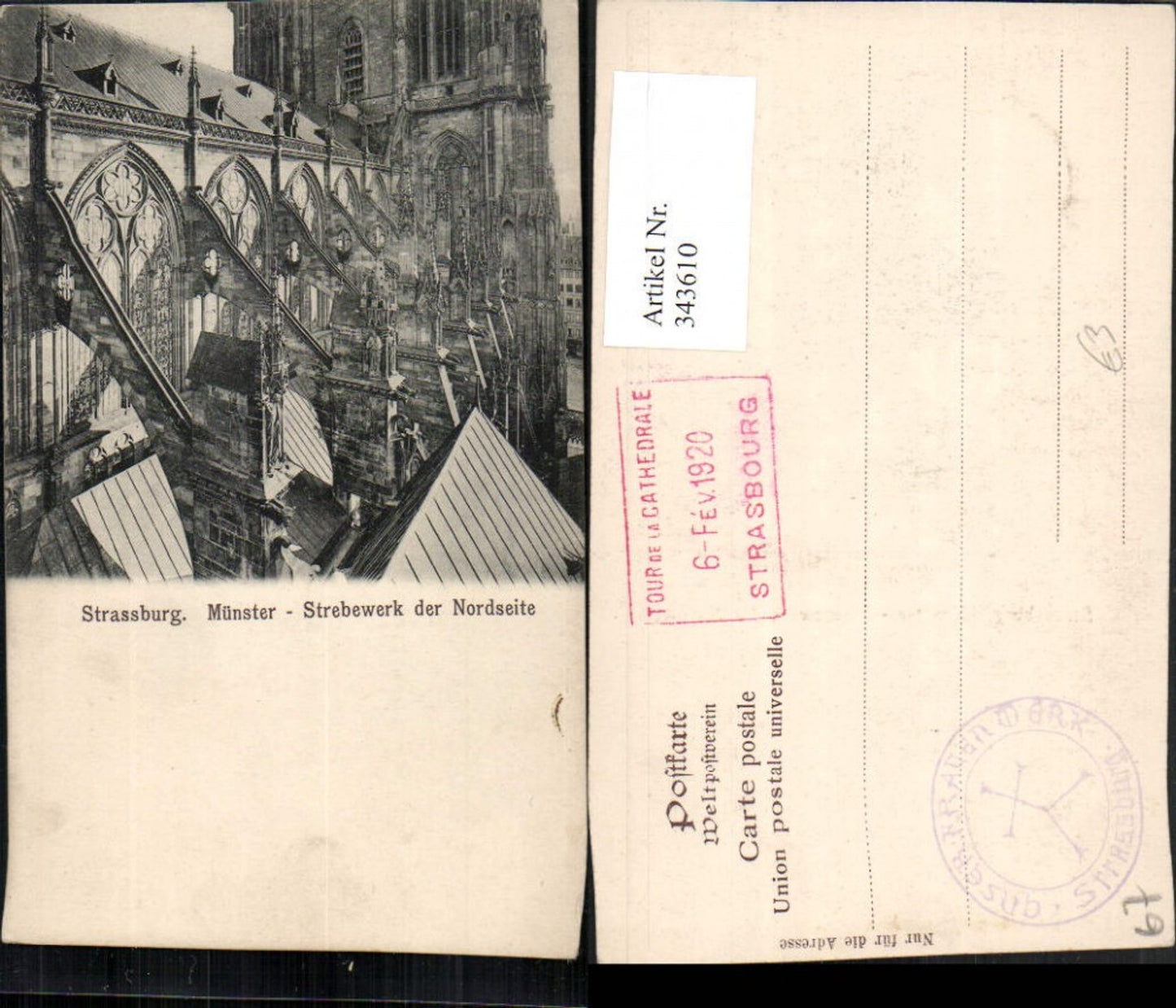 343610,Elsass Bas-Rhin Strasbourg Straßburg Münster Strebewerk der Nordseite Kirche