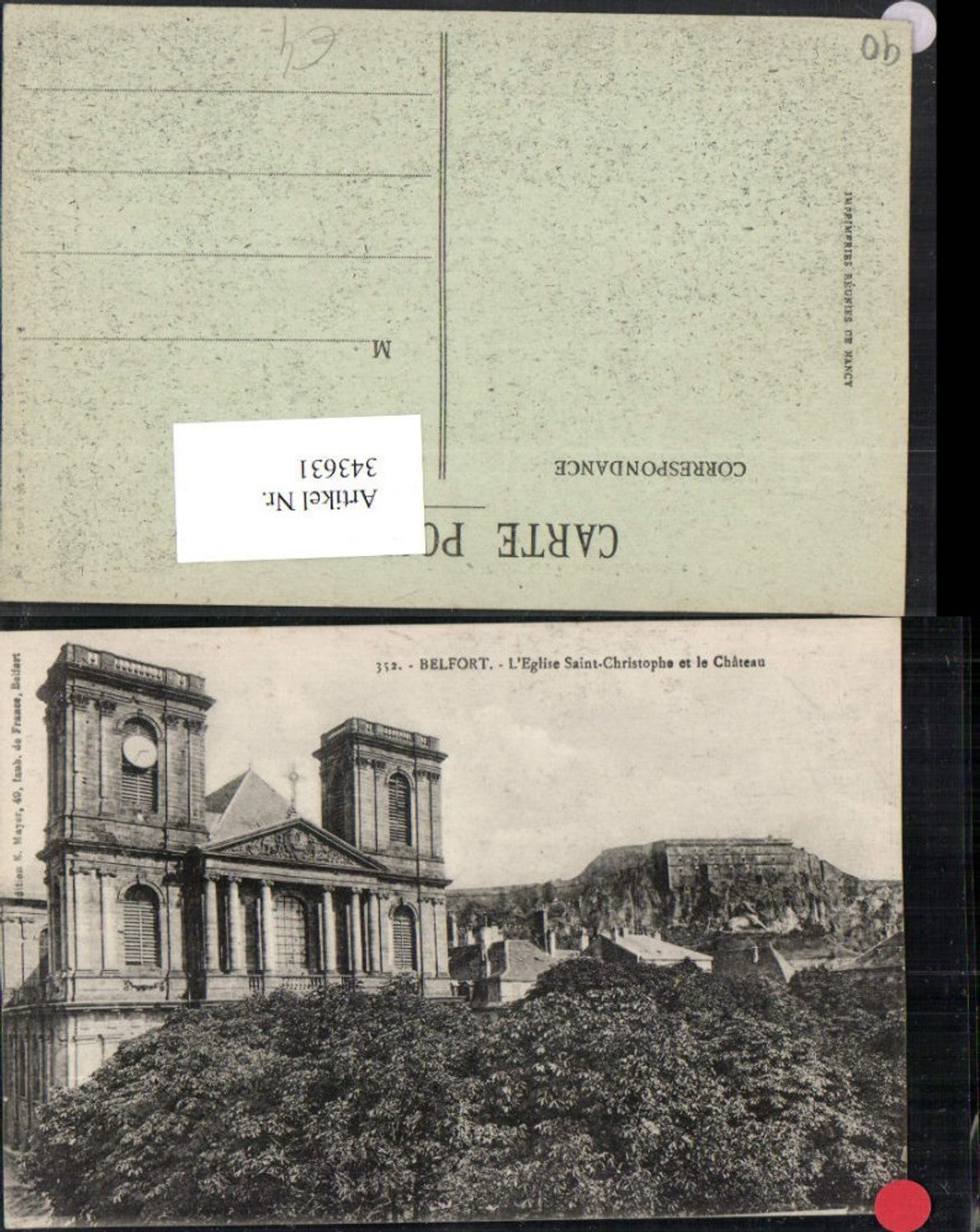 343631,Franche-Comte Territoire-de-Belfort Belfort Eglise Saint-Christophe et le Chateau Kirche Schloss