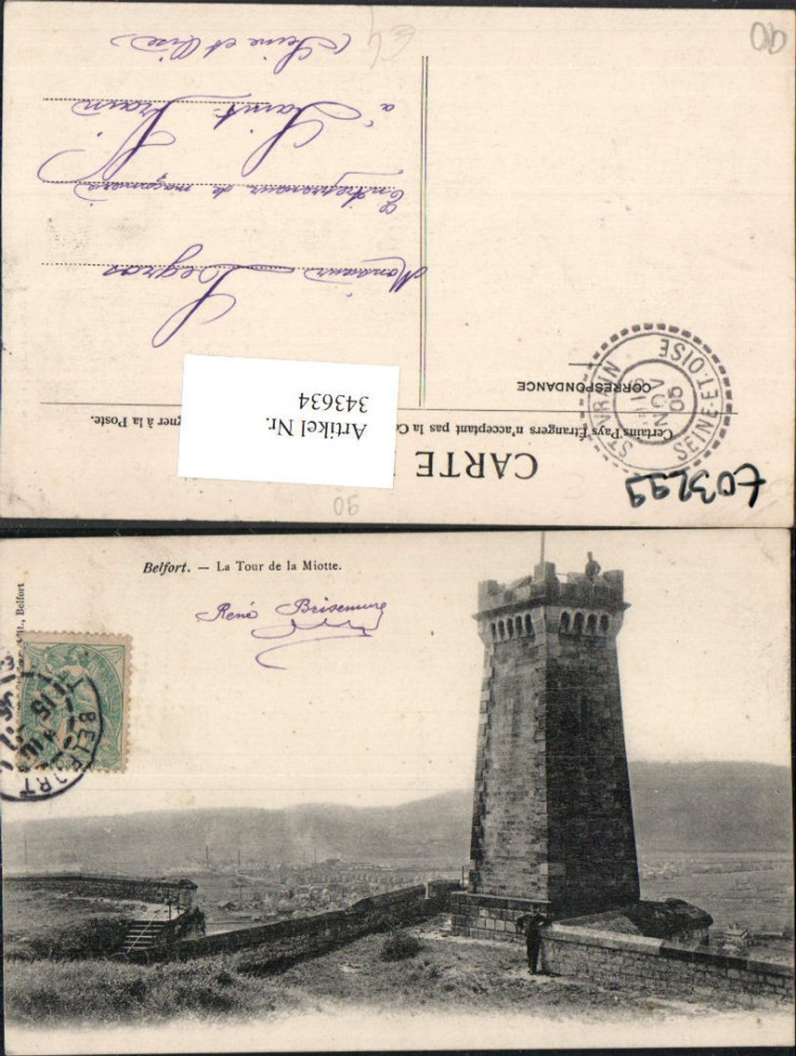 343634,Franche-Comte Territoire-de-Belfort Belfort La Tour de la Miotte Turm
