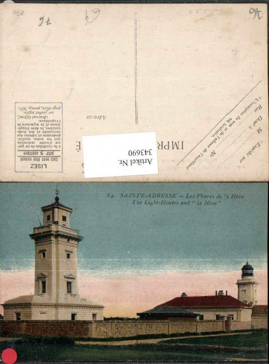 343690,Haute-Normandie Seine-Maritime Sainte-Adresse Les Phares de la Heve Leuchtturm