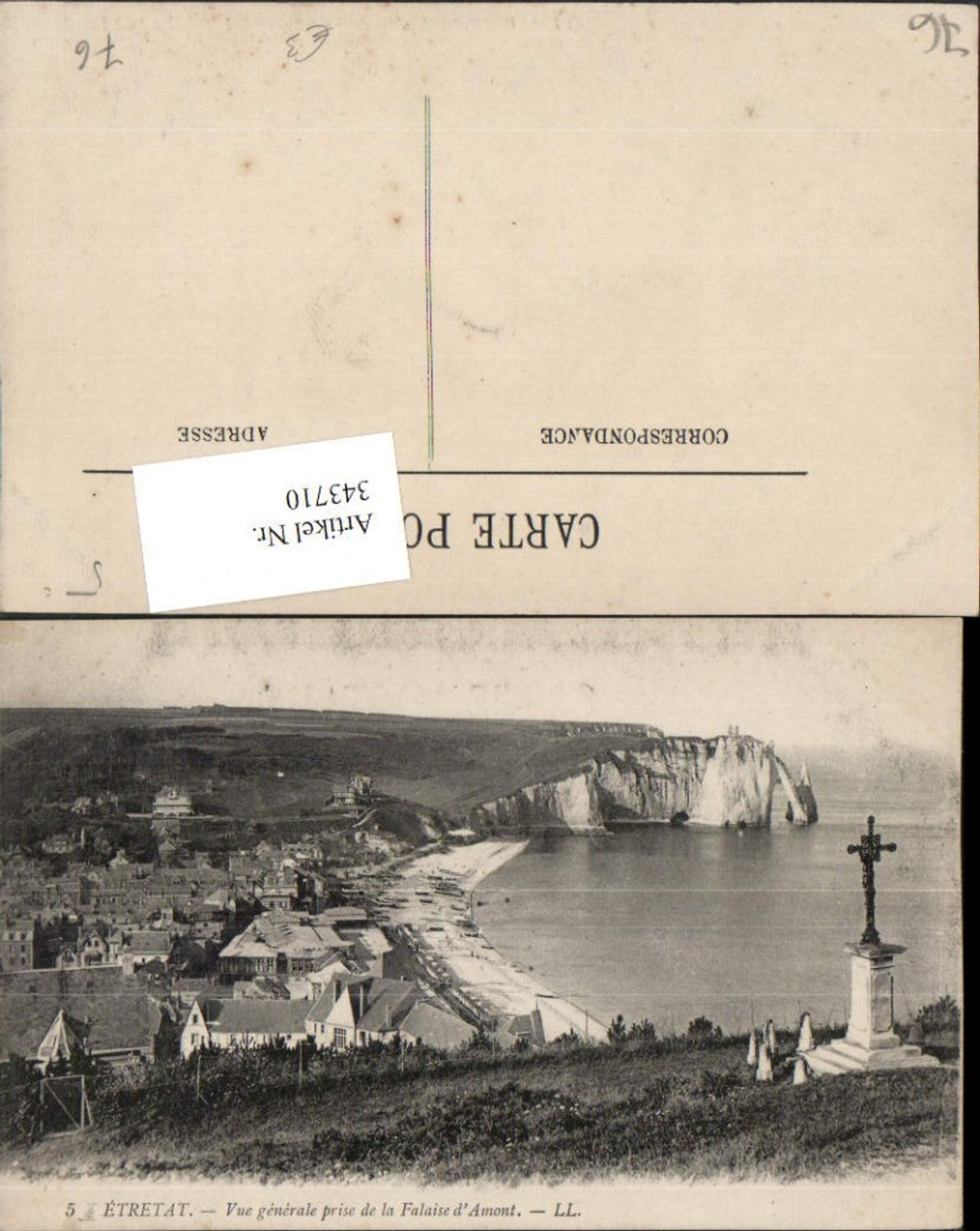 343710,Haute-Normandie Seine-Maritime Etretat Vue generale prise de la Falaise d'Amont Totale