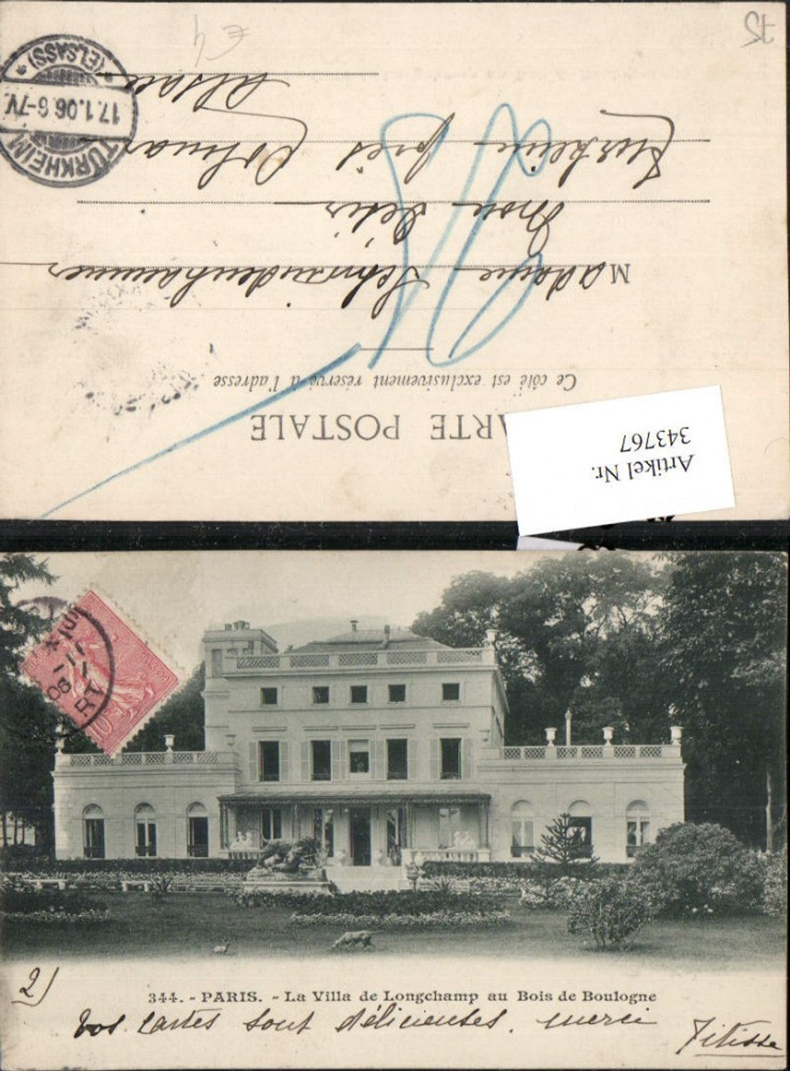 343767,Ile-de-France Paris La Villa de Longchamp au Bois de Boulogne