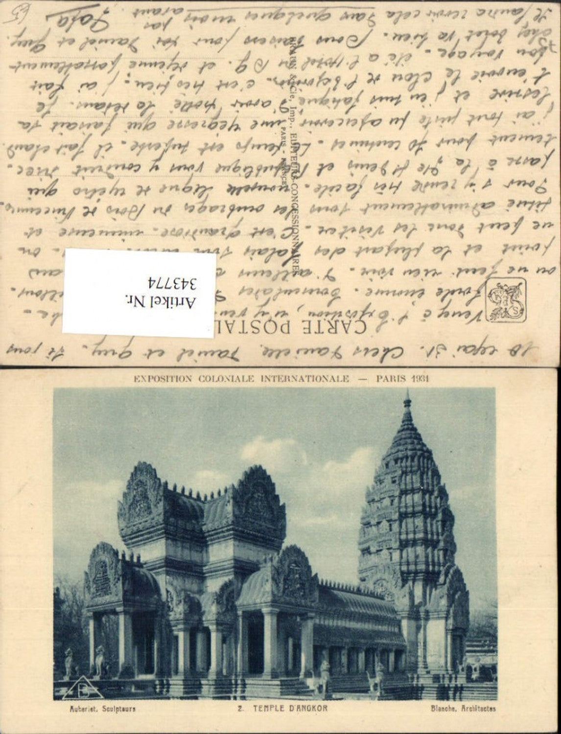 343774,Ile-de-France Paris Exposition Coloniale Internationale 1931 Temple Temple Angkor