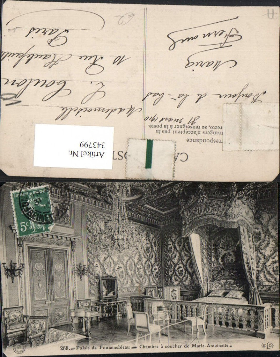 343799,Ile-de-France Seine-et-Marne Palais de Fontainebleau Chambre Marie-Antoinette bed