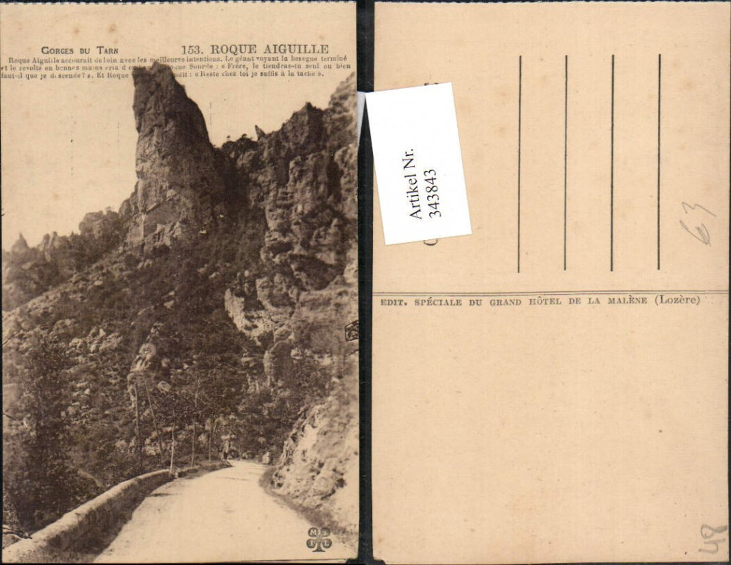 343843,Languedoc-Roussillon Lozere Roque Aiguille Felsen Straße