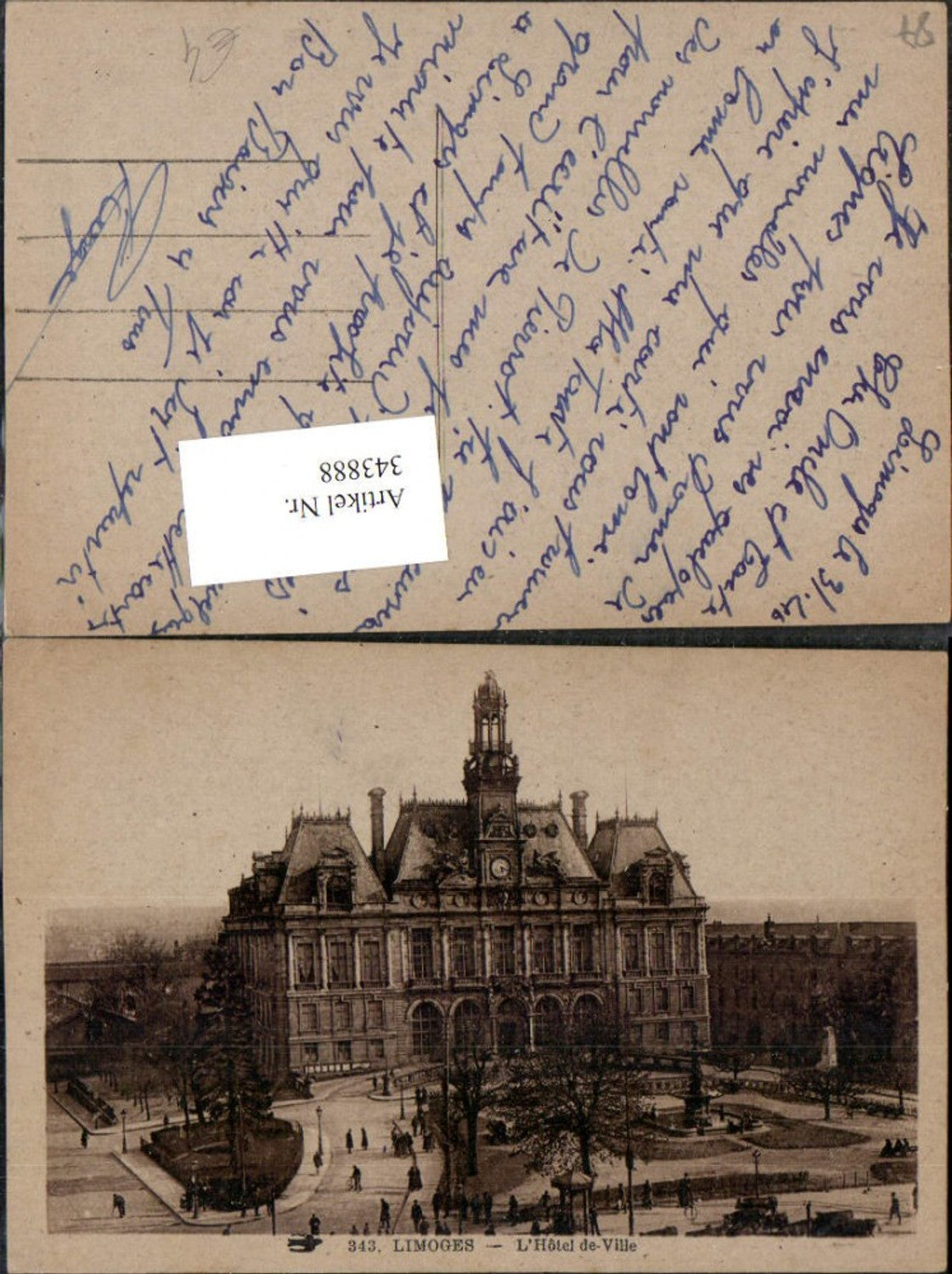 343888,Limousin Haute-Vienne Limoges L'Hotel de Ville Rathaus