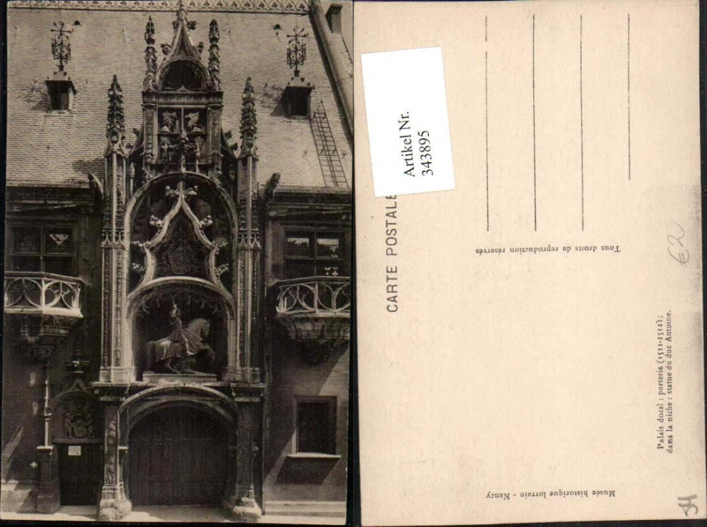 343895,Lothringen Meurthe-et-Moselle Nancy Palais ducal porterie Statue Antoine