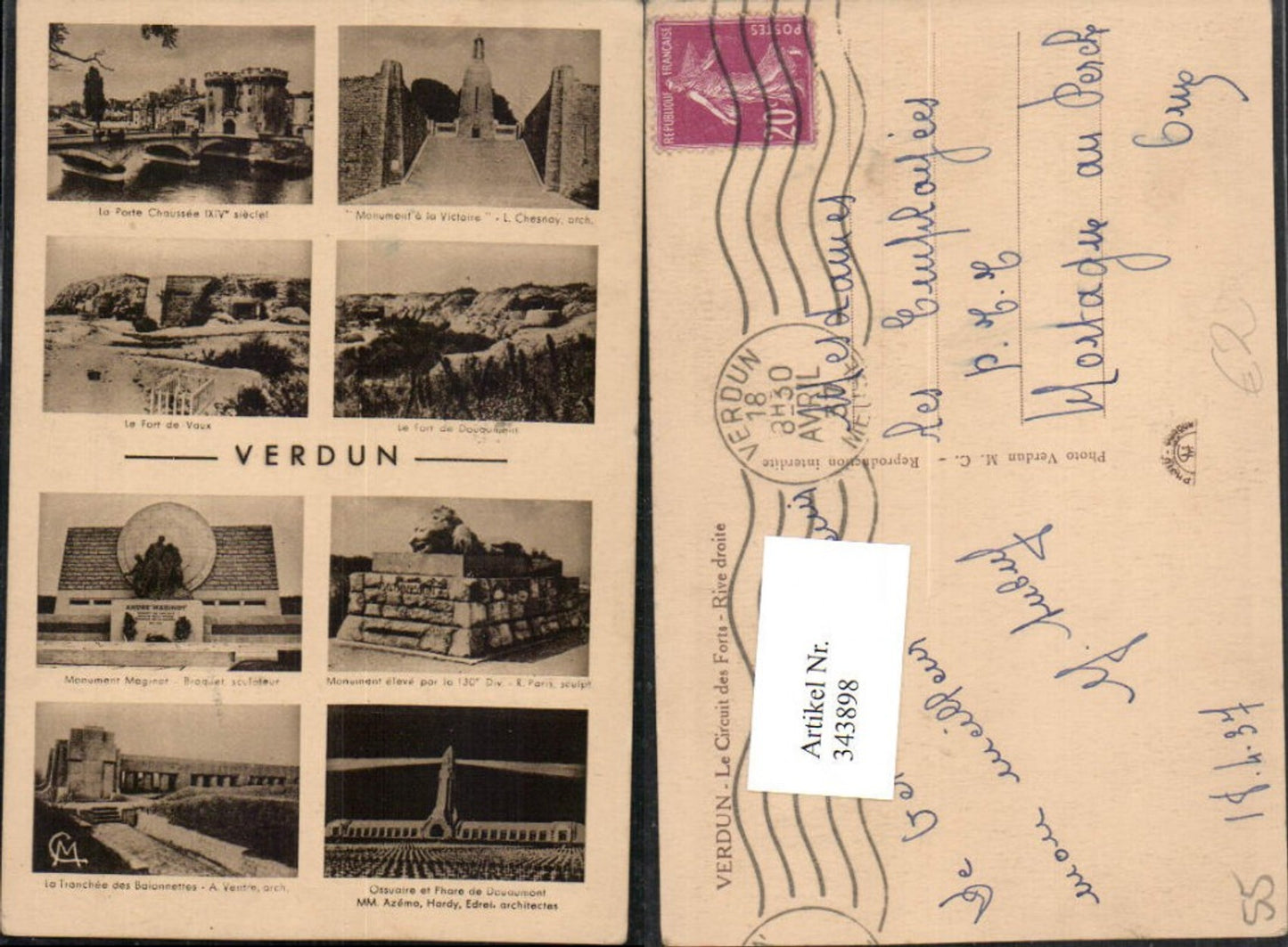 343898,Lothringen Meuse Verdun Le Circuit des Forts Rive droite Monumente Festung Mehrbildkarte