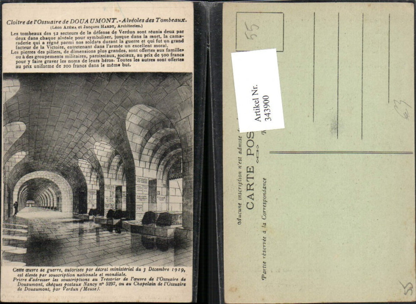 343900,Lothringen Meuse Verdun Douaumont Cloitre de Ossuaire Kloster Alveoles des Tombeaux