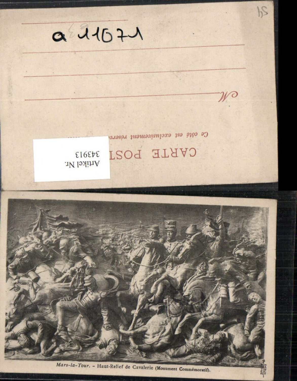 343913,Lothringen Meurthe-et-Moselle Mars-la-Tour Haut-Relief de Cavalerie Soldaten
