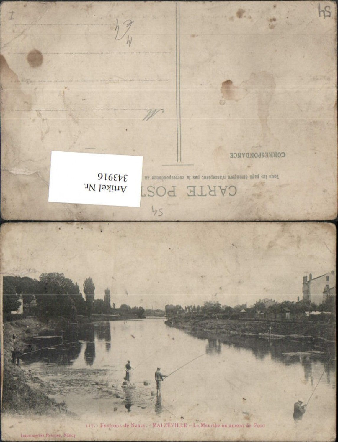 343916,Lothringen Meurthe-et-Moselle Malzeville La Meurthe en amoint du Pont Fluss Fischer