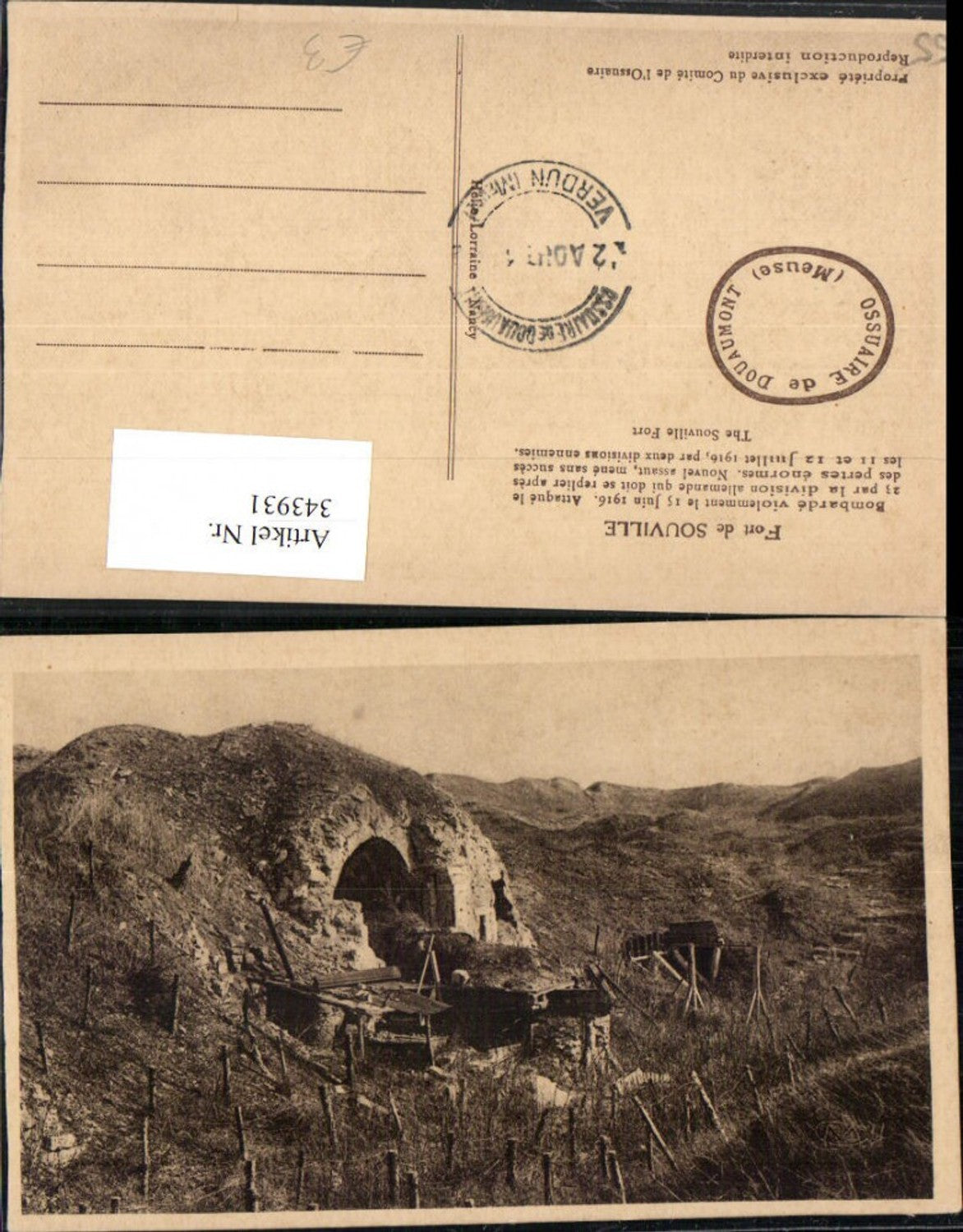 343931,Lothringen Meuse Fort de Souville Bombarde 1916 Zerstörung