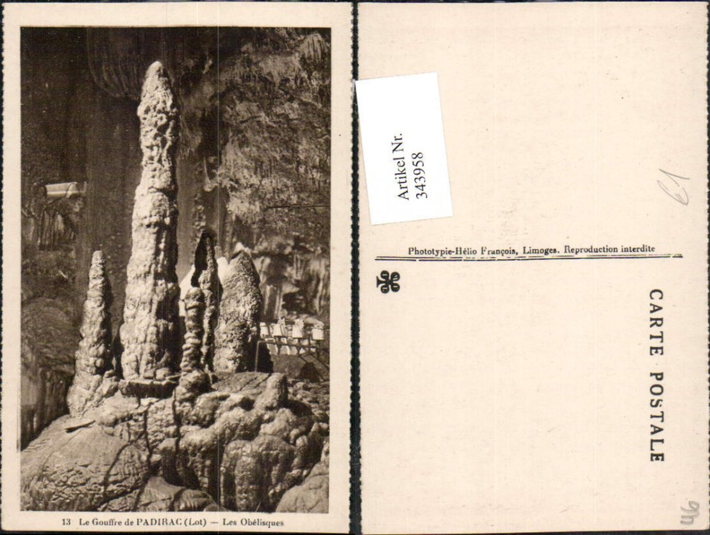 343958,Midi-Pyrenees Lot Le Gouffre de Padirac Grotte Les Obelisques