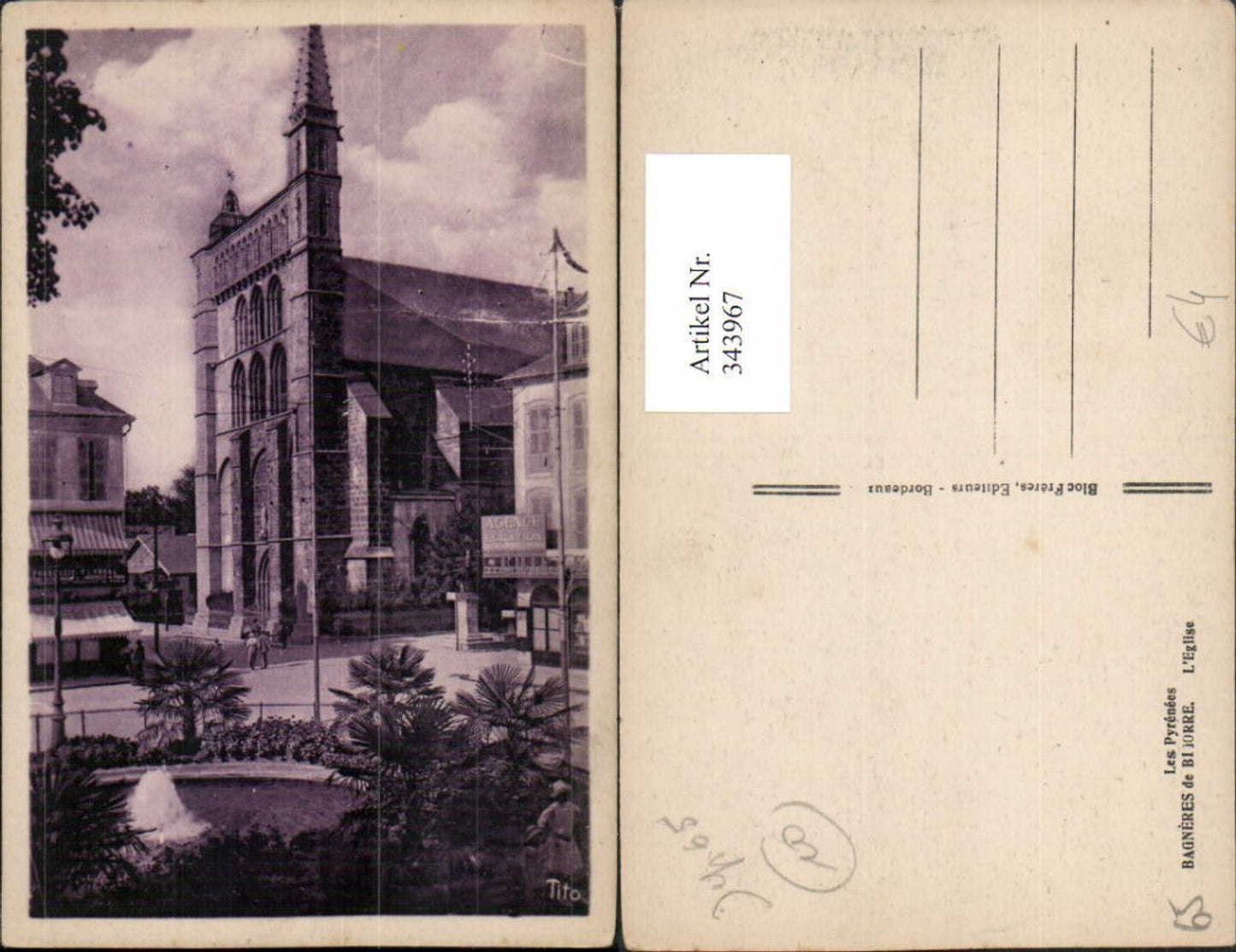 343967,Midi-Pyrenees Hautes-Pyrenees Bagneres de Bigorre L'Eglise Kirche
