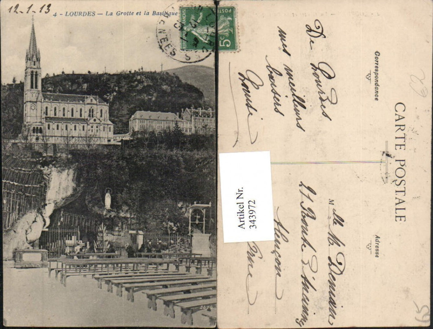 343972,Midi-Pyrenees Hautes-Pyrenees Lourdes La Grotte et la Basilique Kirche