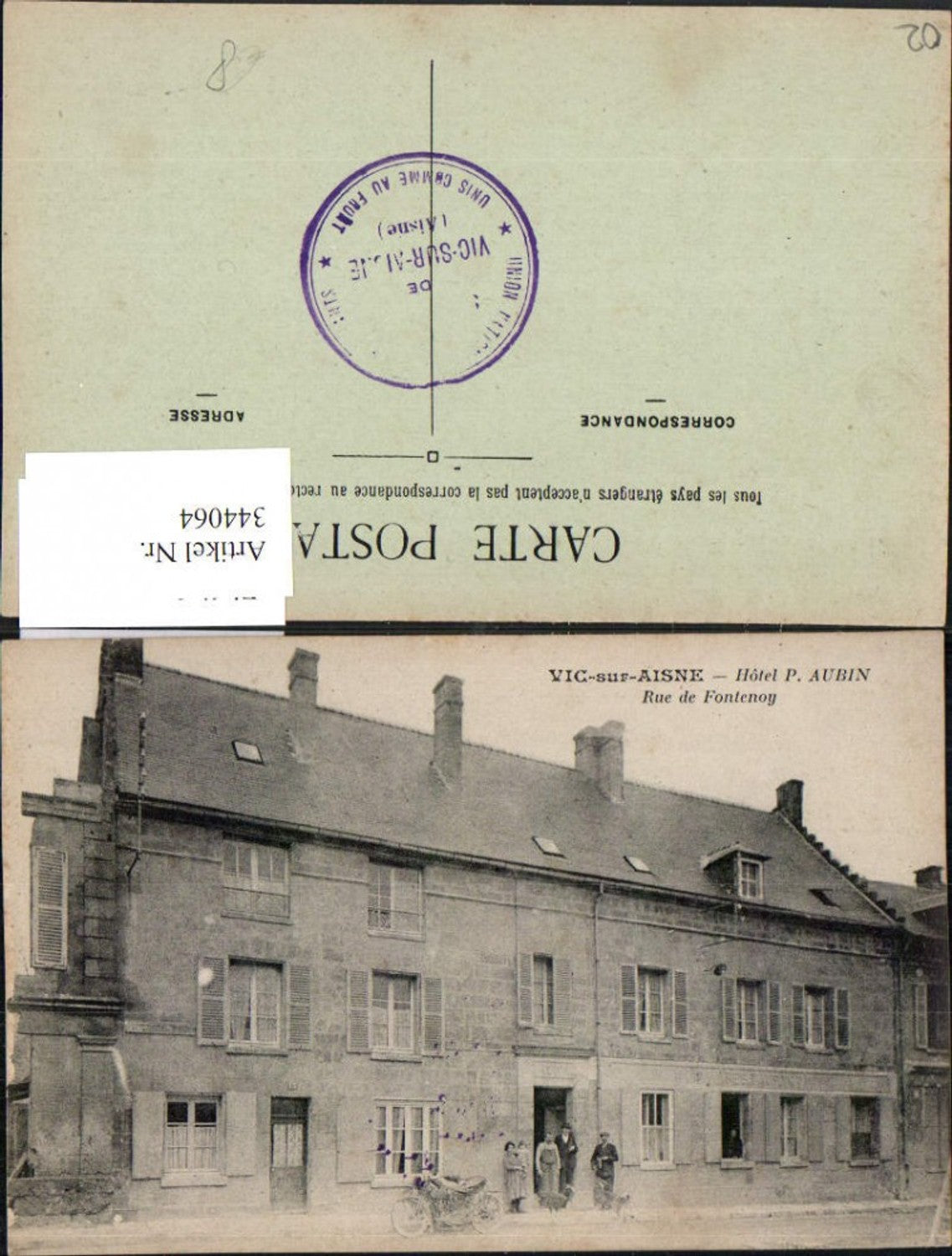 344064,Picardie Aisne Vic-sur-Aisne Rue de Fontenoy Hotel P. Aubin