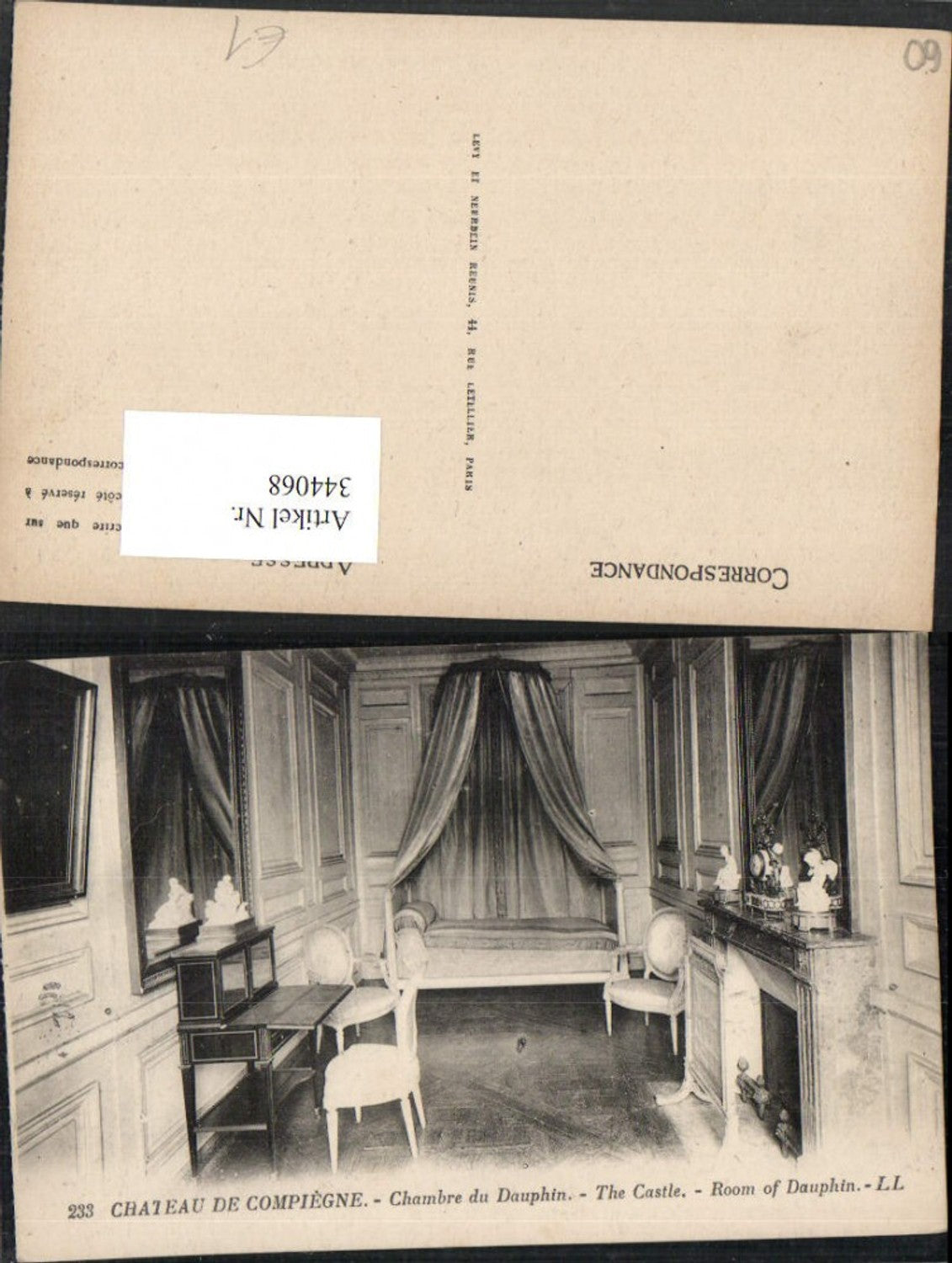 344068,Picardie Oise Chateau de Compiegne Chambre du Dauhpin Schloss Schlafzimmer