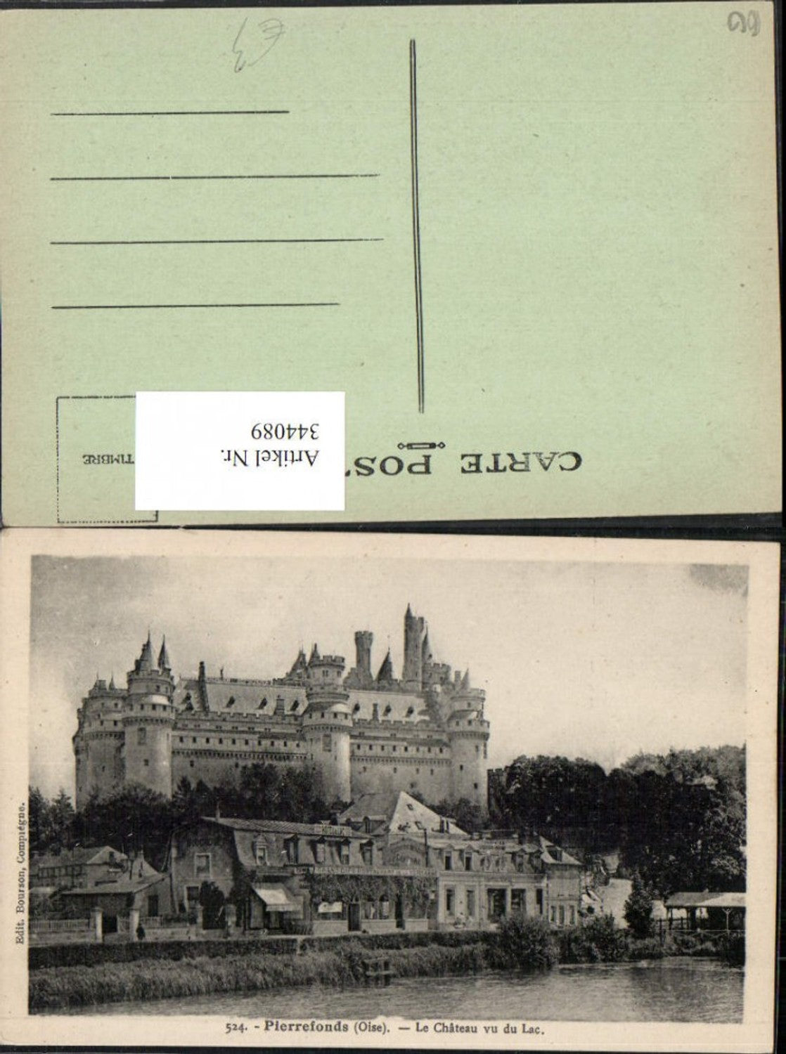 344089,Picardie Oise Pierrefonds Le Chateau vu du Lac Schloss