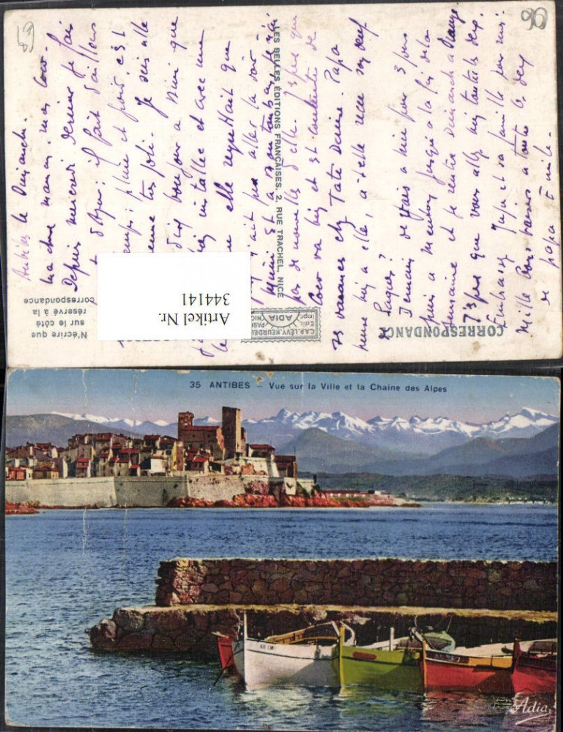 344141,Provence-Alpes-Cote-Azur Alpes-Maritimes Antibes Vue sur la Ville Teilansicht Bergkulisse