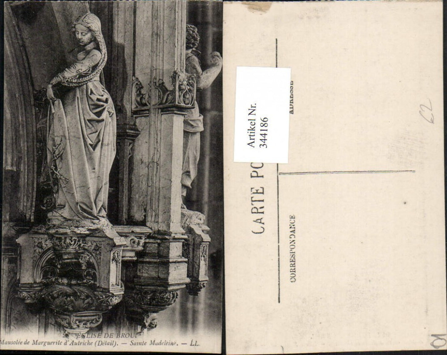 344186,Rhone-Alpes Ain Brou Eglise Mausolee de Marguerite d'Autriche Statue