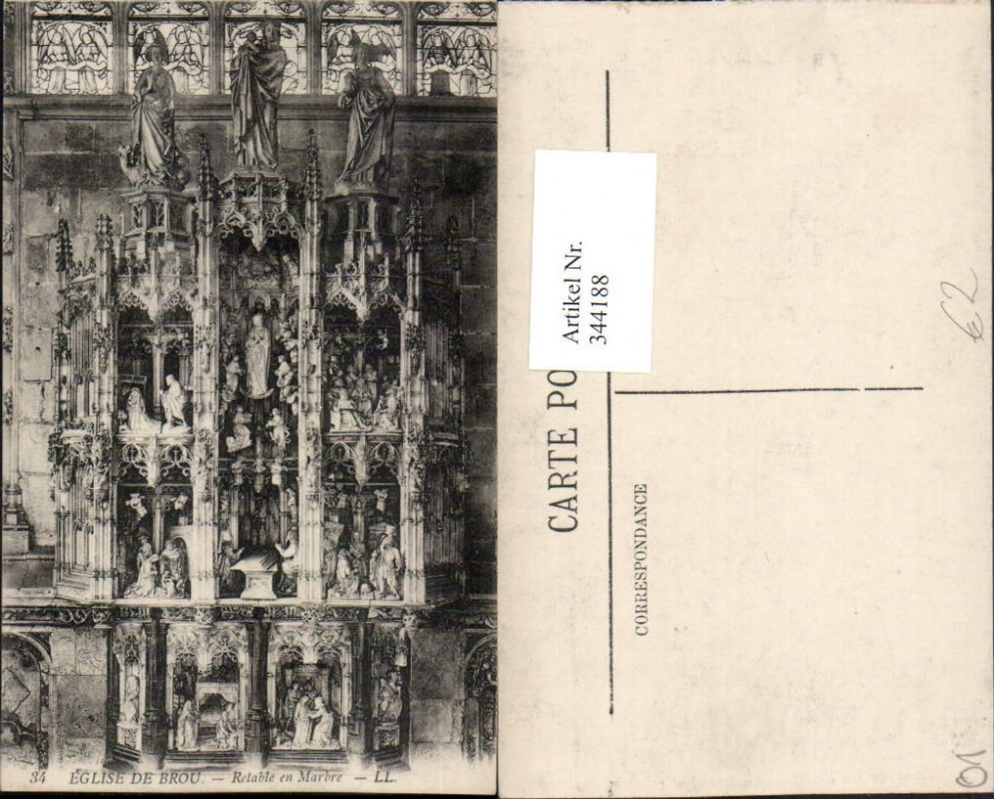 344188,Rhone-Alpes Ain Brou Eglise Retable en Marbre Kirche Figuren