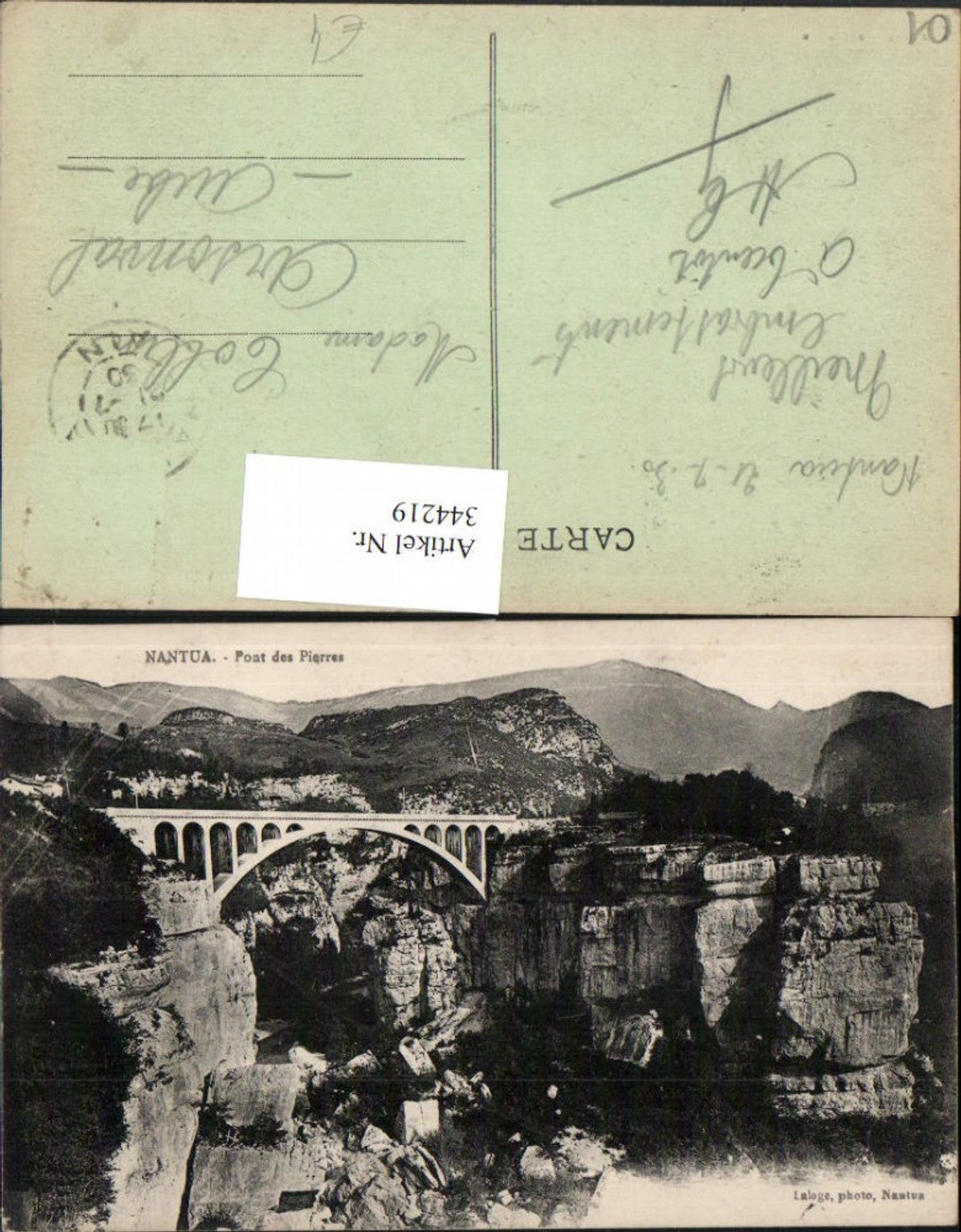 344219,Rhone-Alpes Ain Nantua Pont des Pierres Brücke Bergkulisse