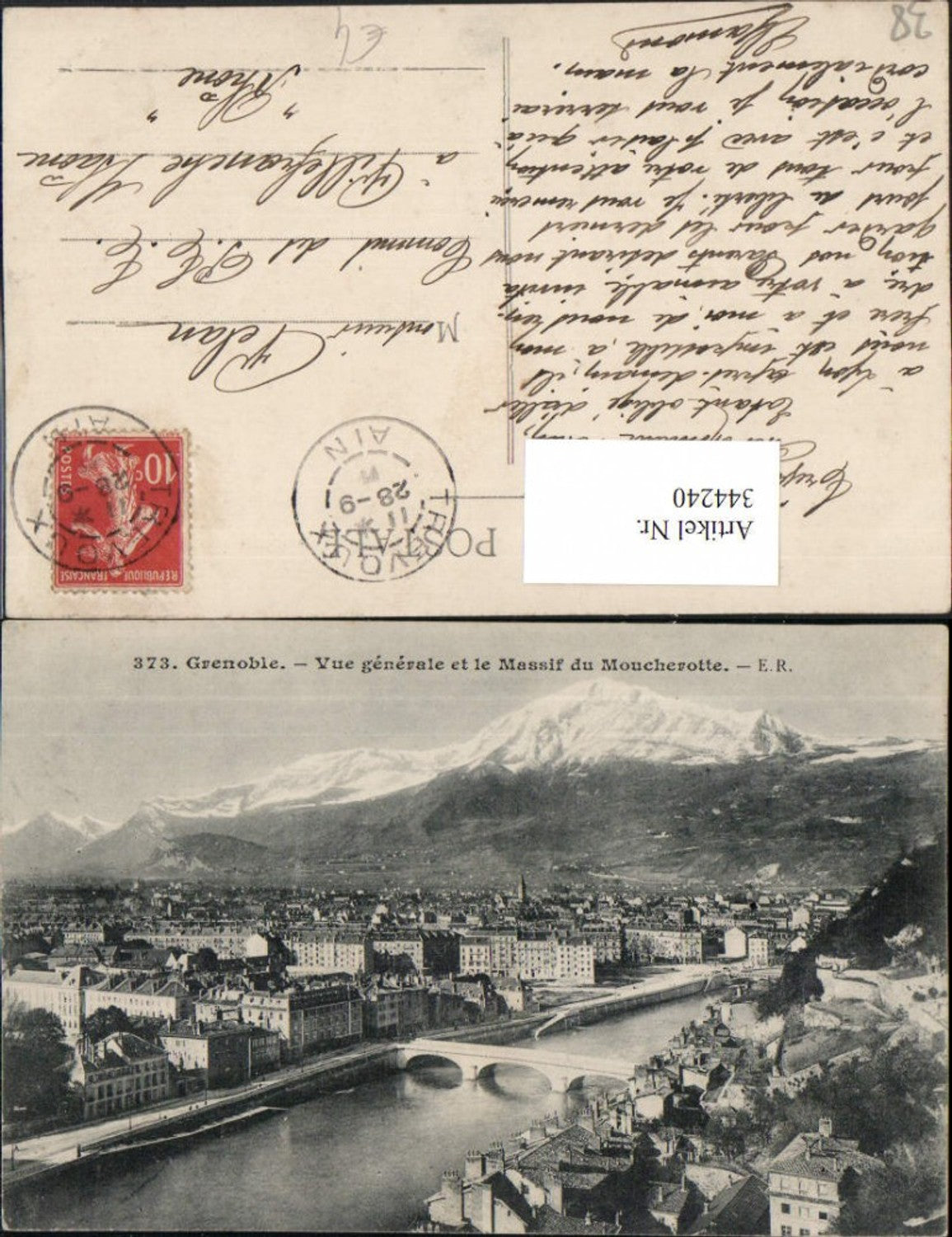 344240,Rhone-Alpes Isere Grenoble Vue generale et le Massif du Moucherotte Totale Bergkulisse