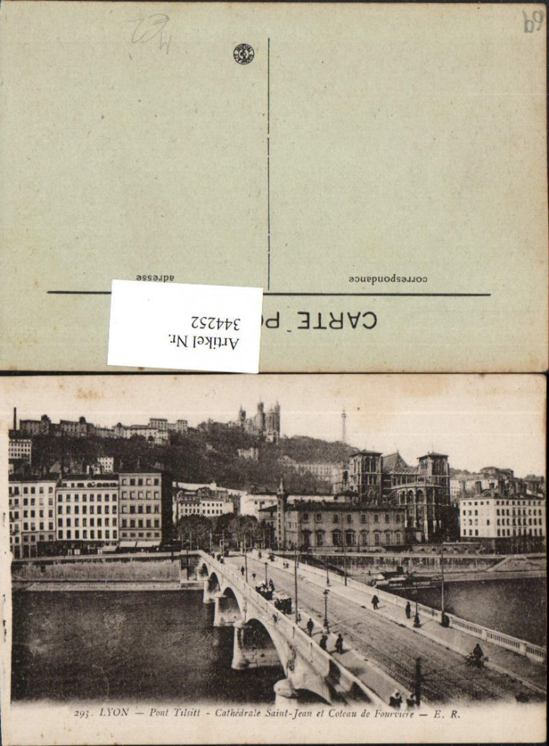 344252,Rhone-Alpes Rhone Lyon Pont Tilsitt Cathedrale Saint-Jean et Coteau Fourviere Brücke