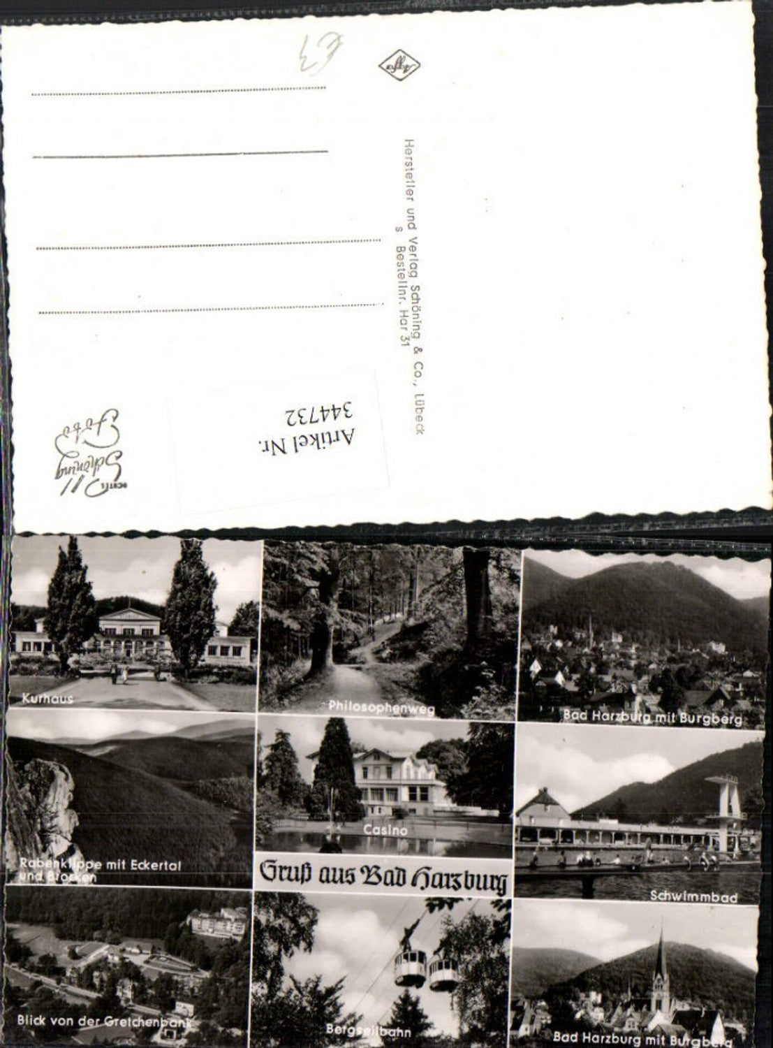344732,Bad Harzburg Totale Casino Kurhaus Schwimmbad Seilbahn Mehrbildkarte