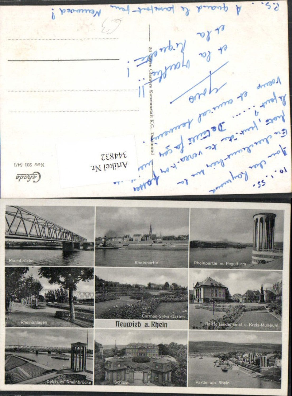 344832,Neuwied am Rhein Brücke Pegelturm Raiffeisen-Denkmal Schloss Mehrbildkarte