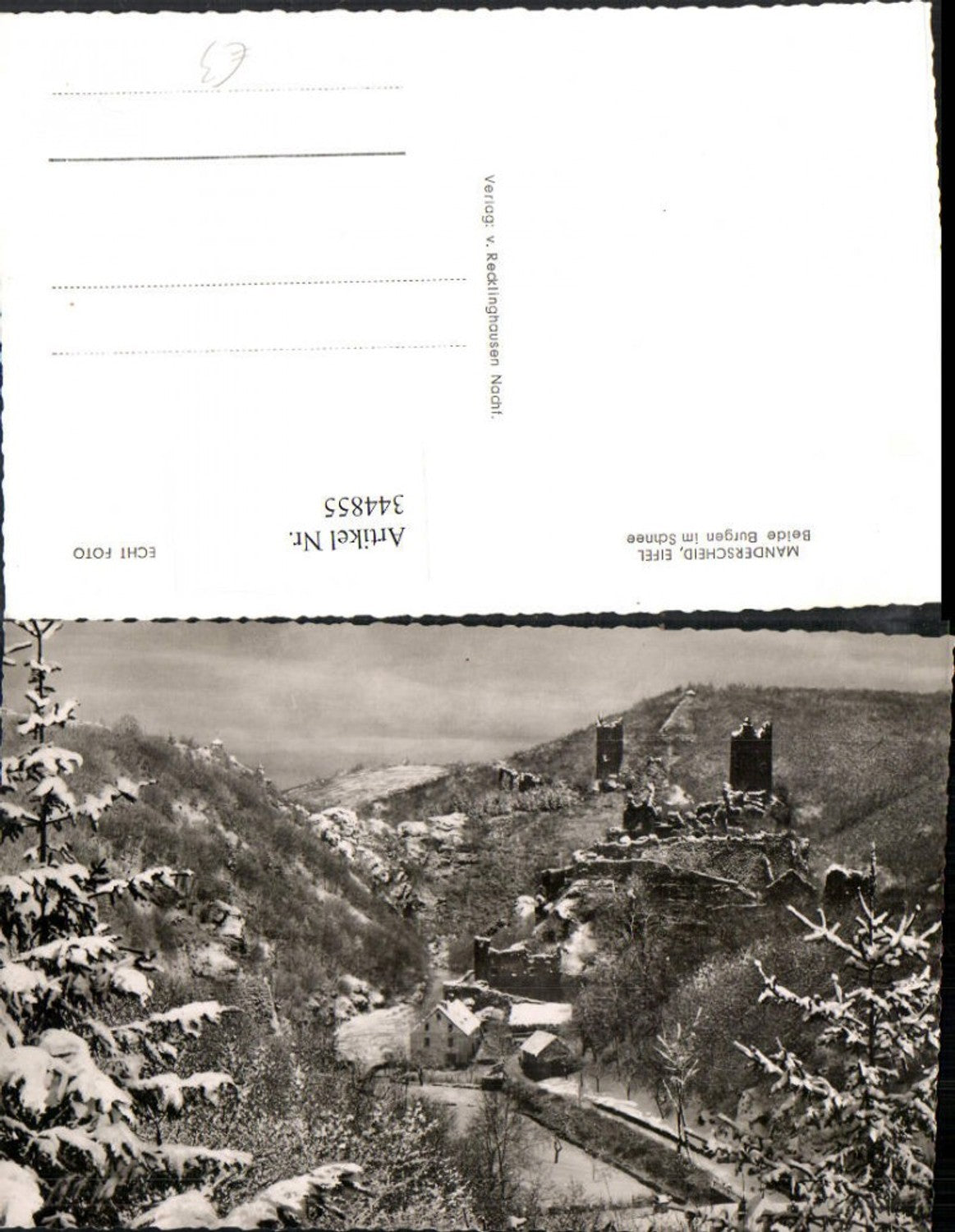 344855,Manderscheid in d. Eifel Beide Burgen Winterbild