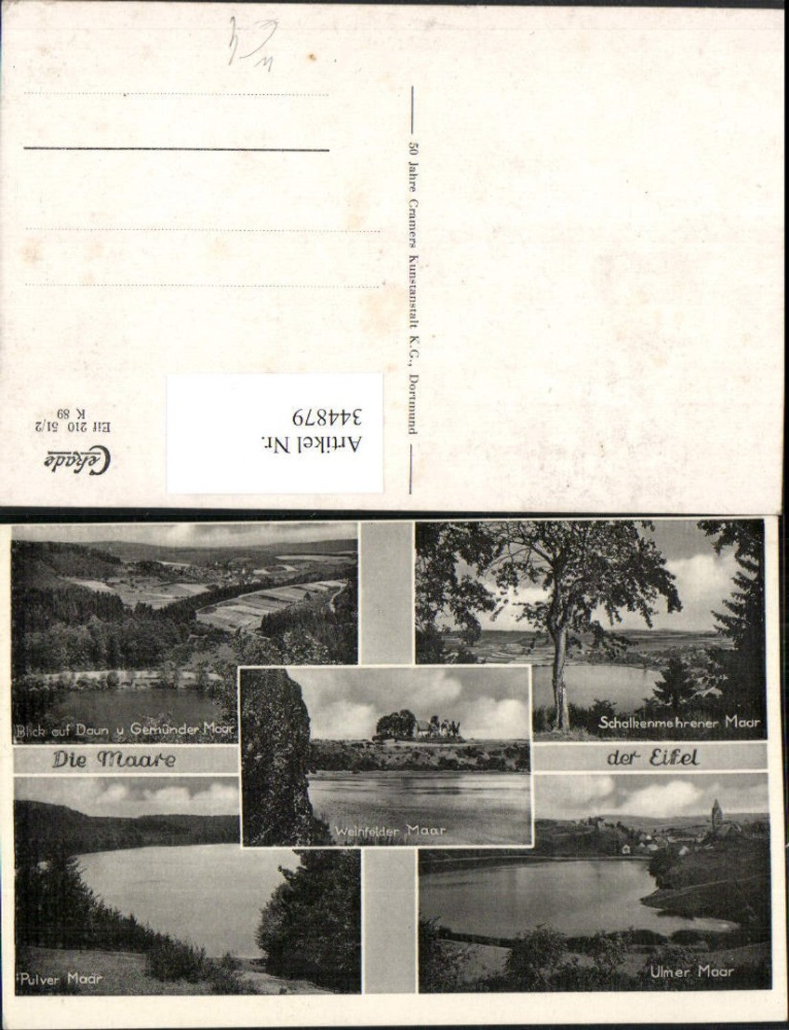 344879,Maare in d. Eifel Weinfelder Ulmer Pulver Schalkenmehrener Maar b. Daun Mehrbildkarte
